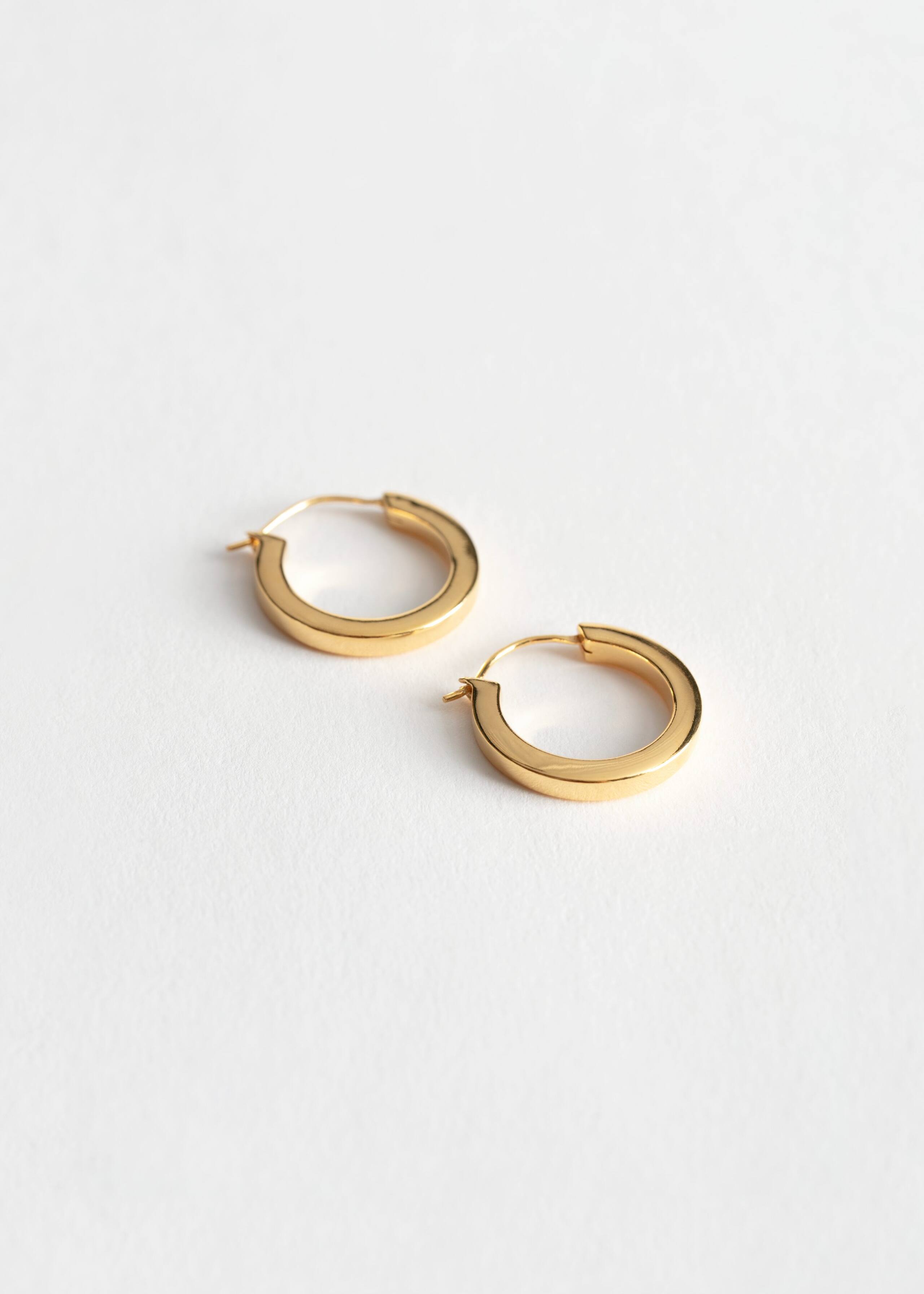 Sterling Silver Mini Hoop Earrings - Gold - Still Life