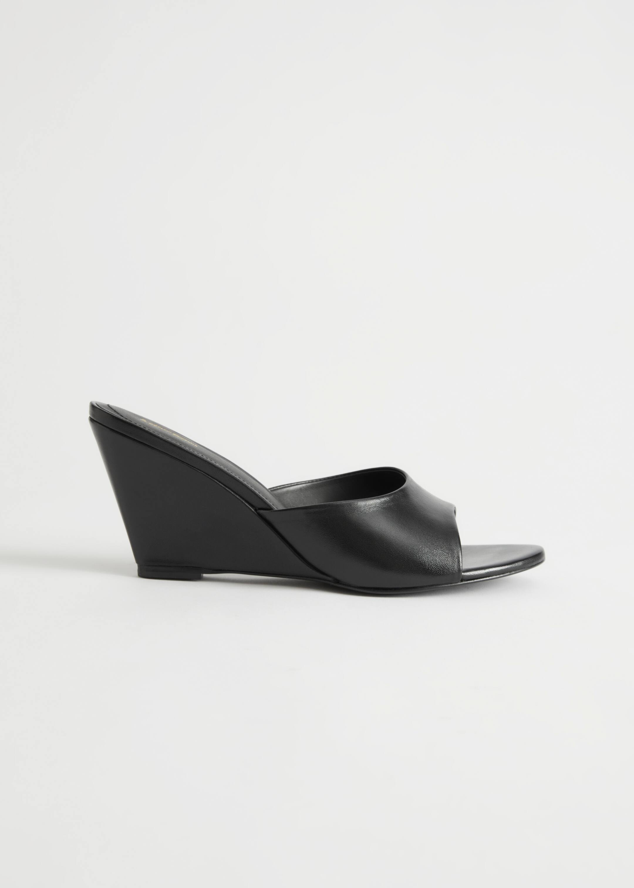 View larger image: Leather Wedge Sandals - Black - Ladies | H&M GB 1