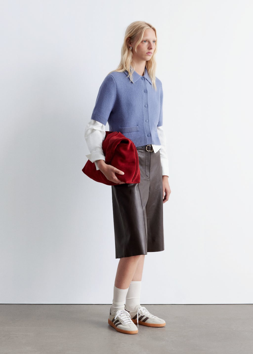 Image of Short-Sleeve Merino-Blend Cardigan