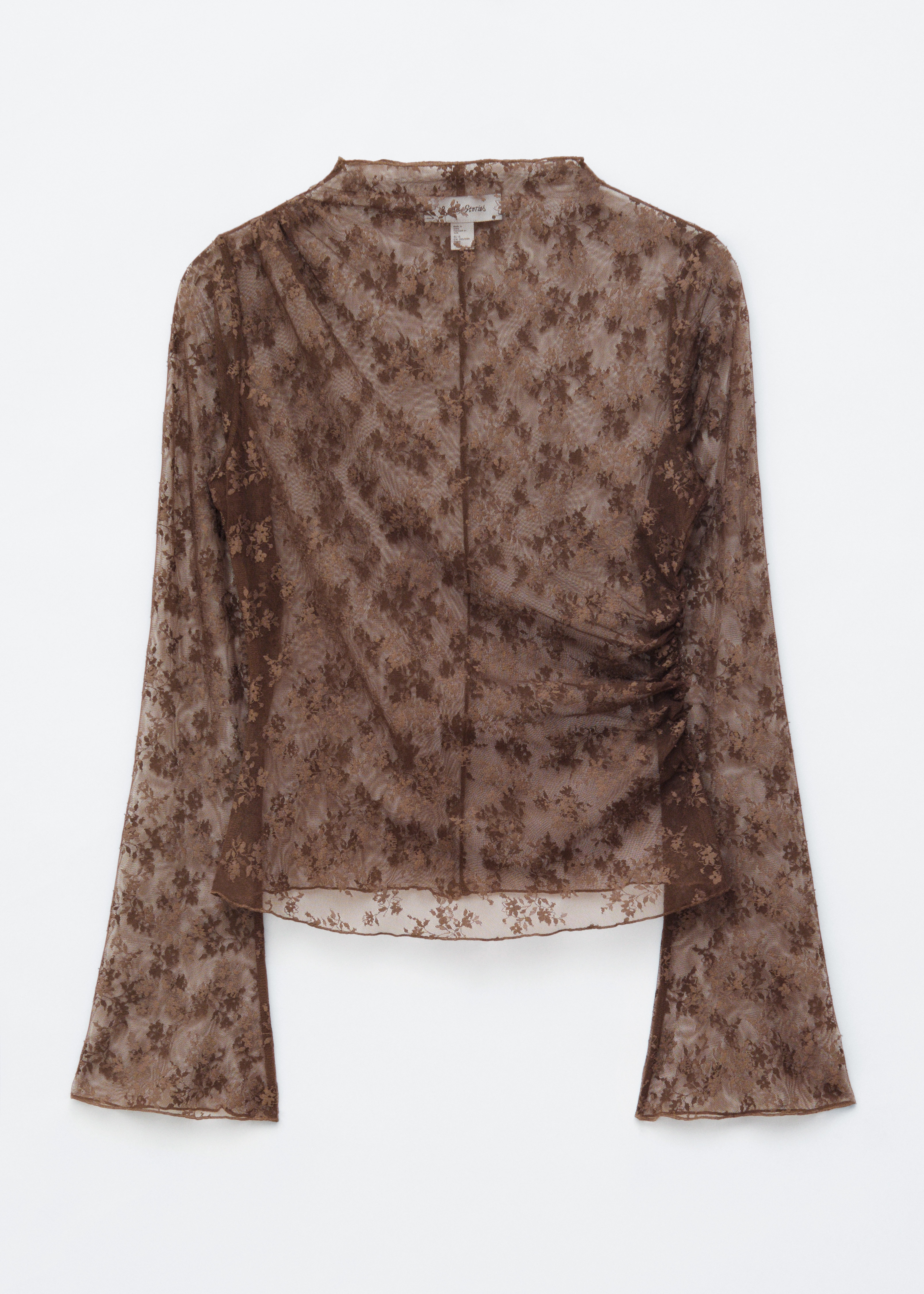 Top in pizzo a maniche lunghe - Dark Brown/Cream/Talpa chiaro