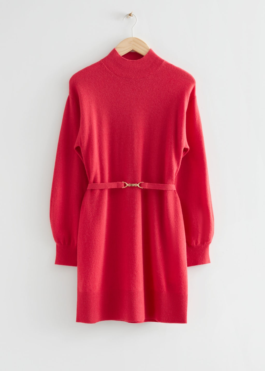 Belted Cashmere Mini Dress - Red - Still Life