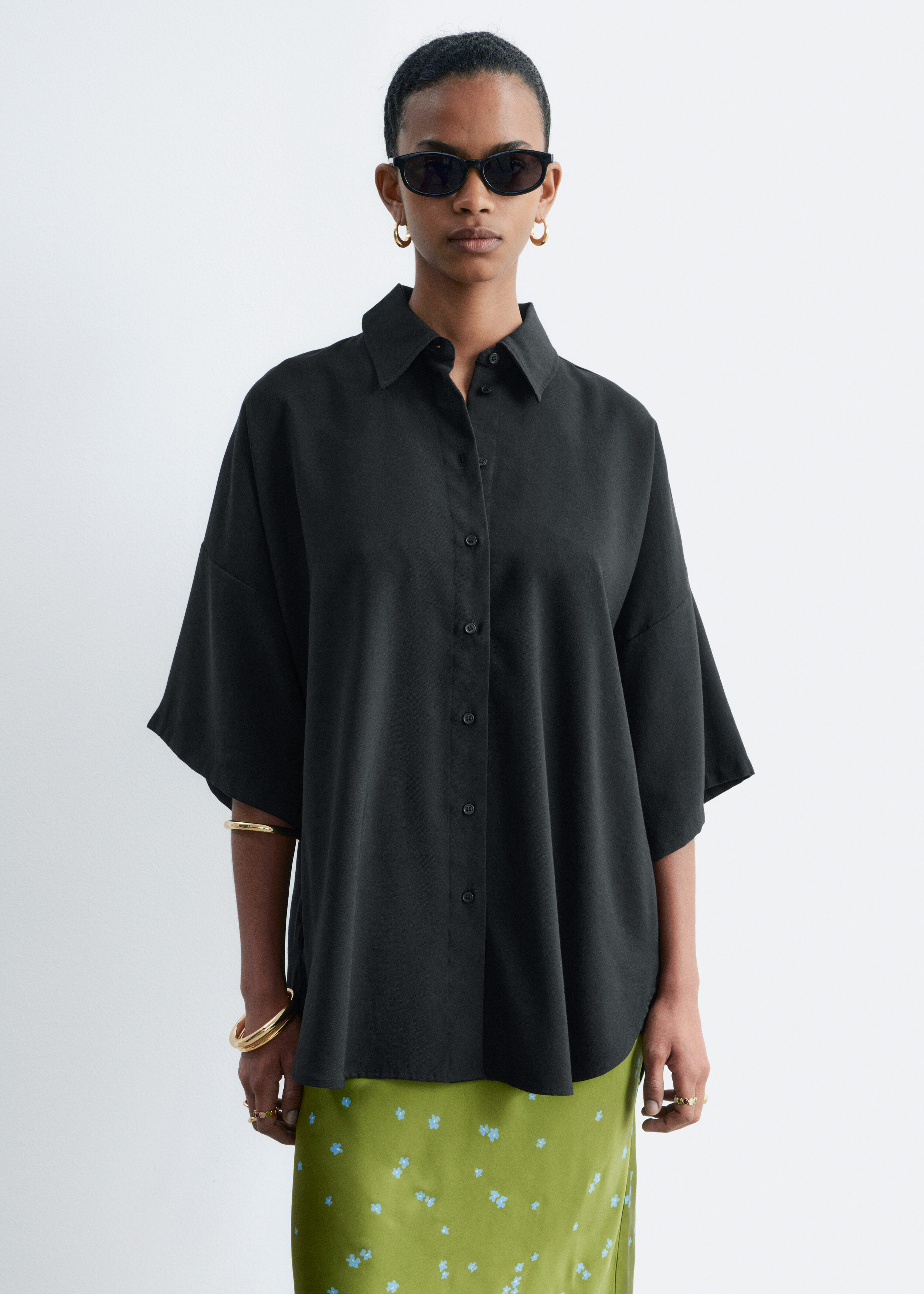 Oversized Quarter-Sleeve Shirt