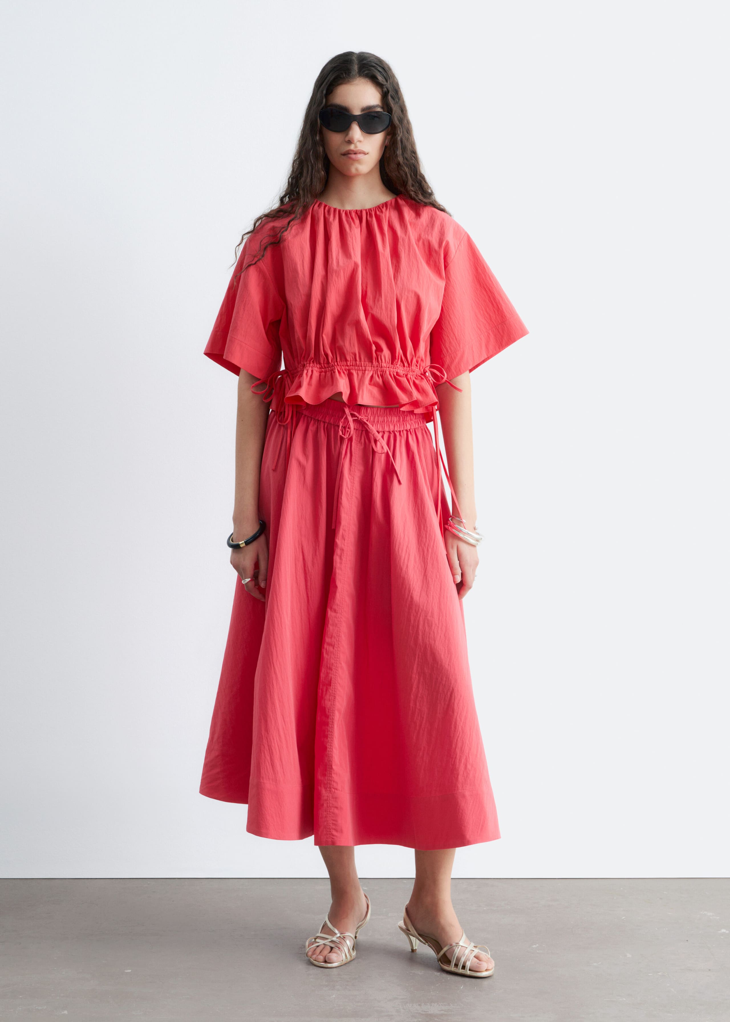 Image of Geraffter Maxirock aus einer Baumwollmischung