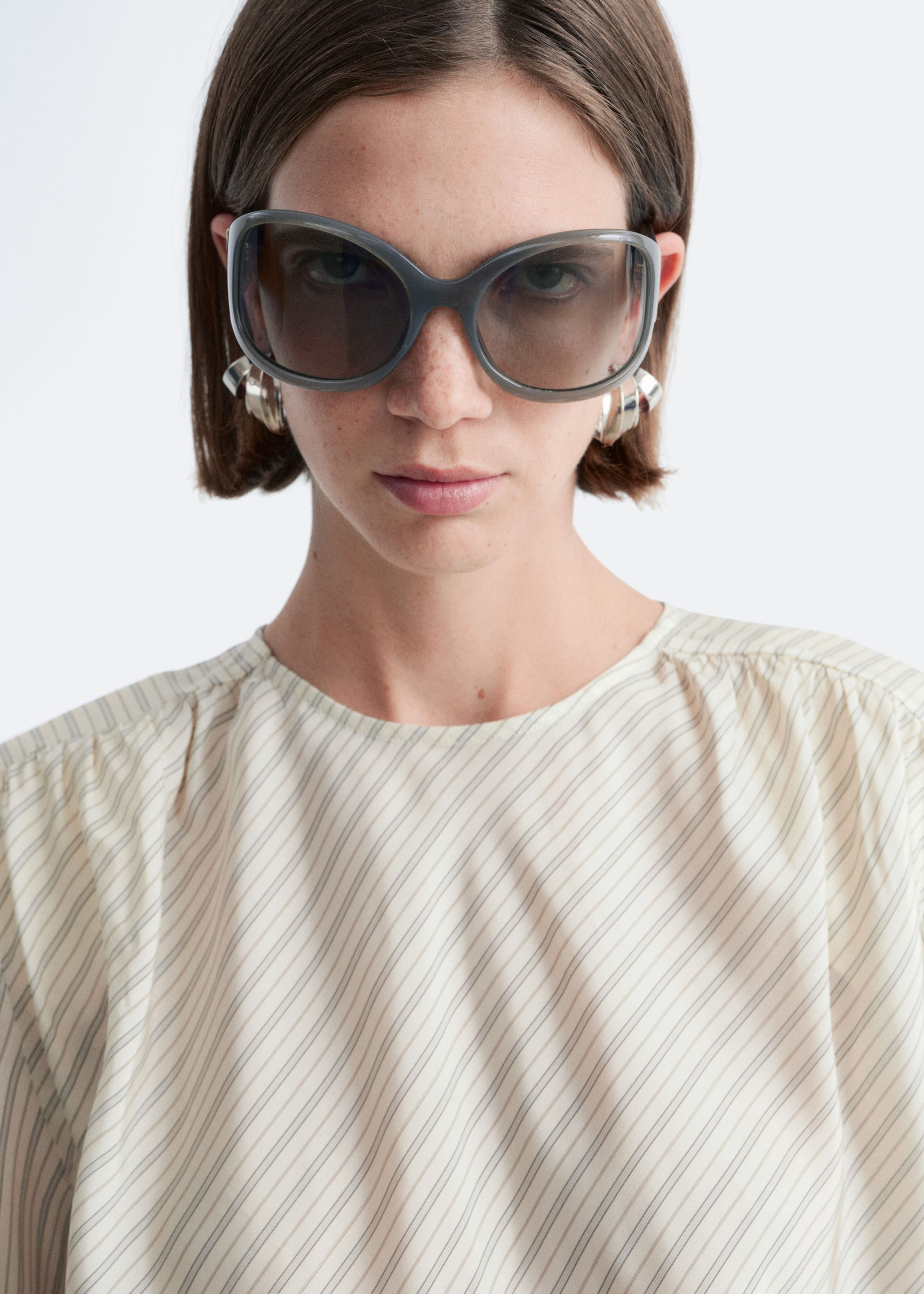 Image of Gathered Tie-Belt Blouse