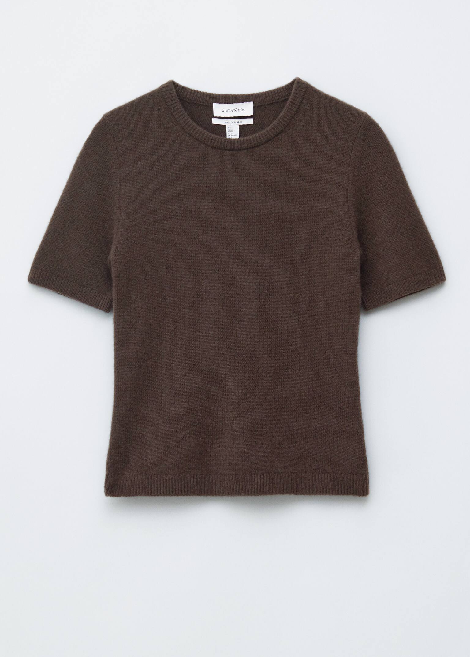 Knitted Cashmere T-shirt - חום כהה - 2