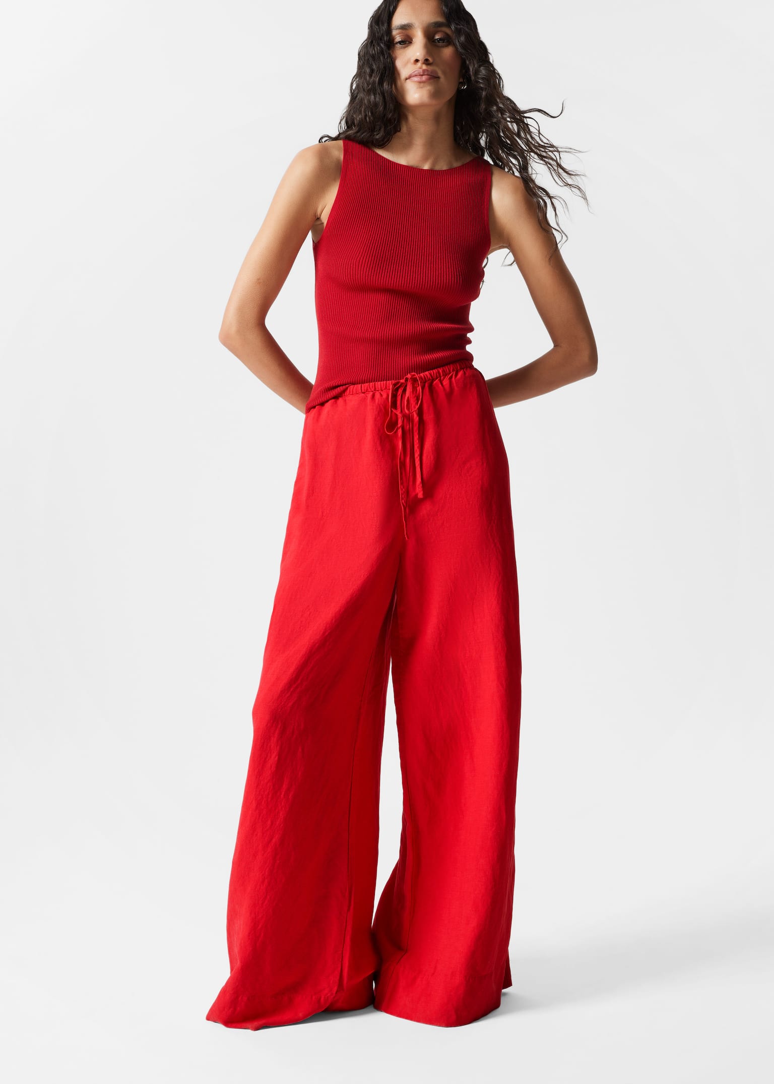 Relaxed Drawstring Trousers - Rood/White/Black Pattern/Black - 3