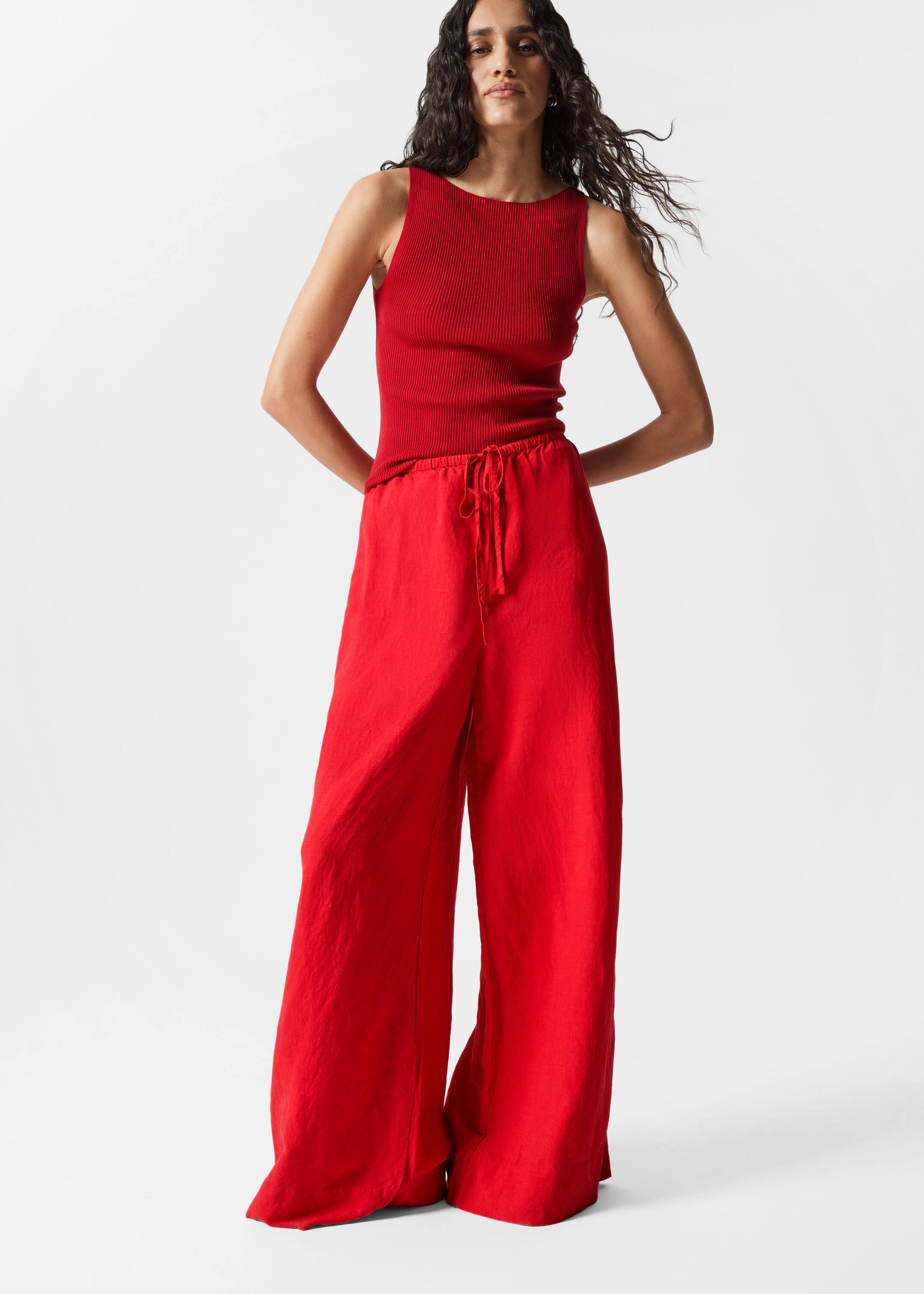 Agrandir l'image: Pantalon décontracté à cordon de serrage - Rouge - FEMME | H&M FR 2