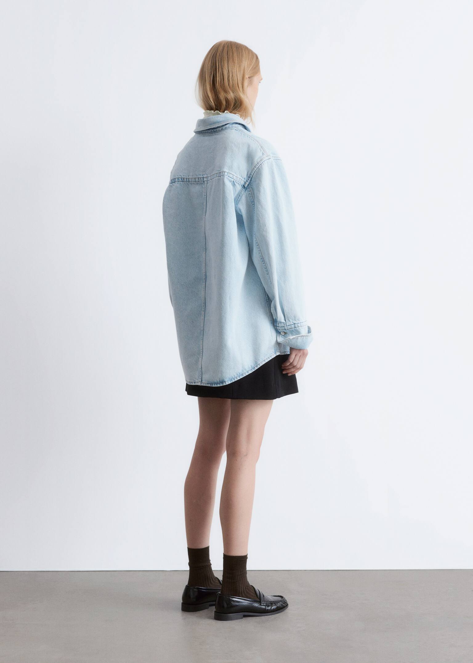 Oversized-Jeansbluse - Hellblau - 4