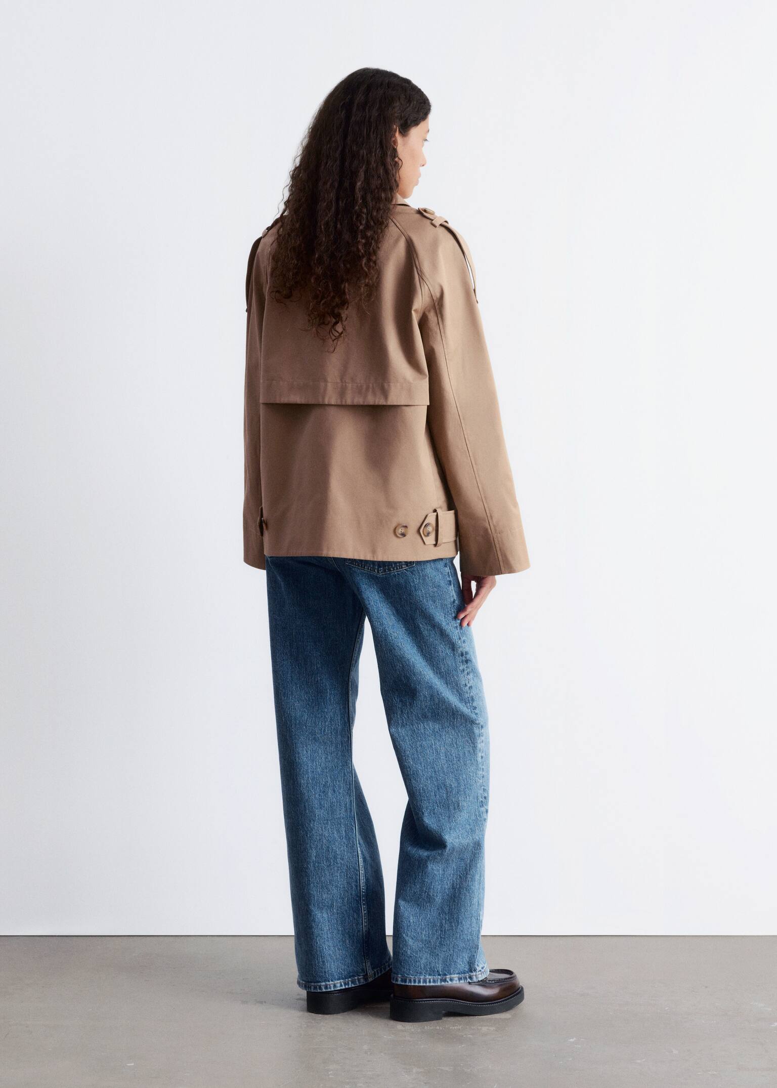 Double-Breasted Trench Jacket - Beige/Khaki Green - 11