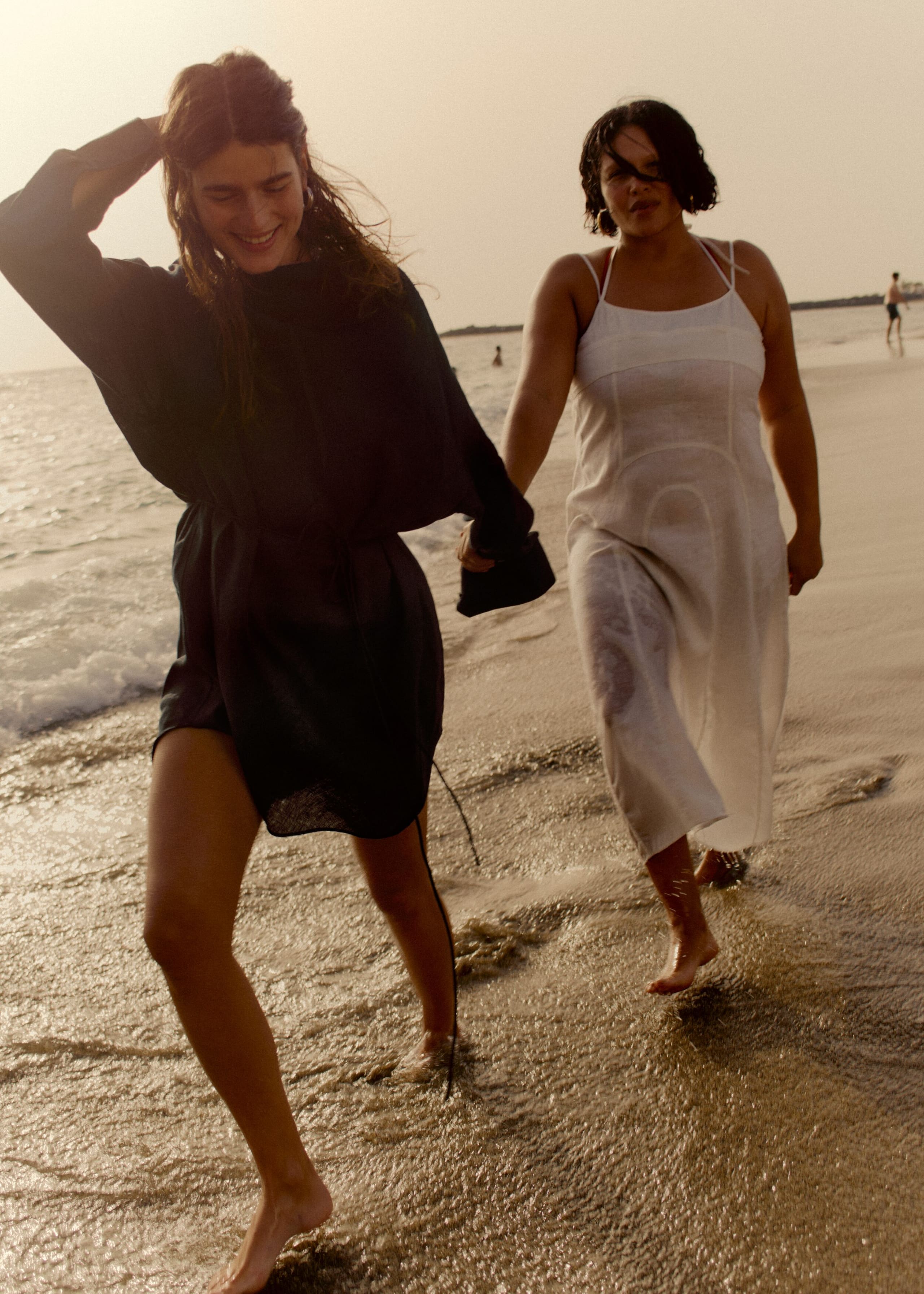 Image of Cowl-Neck Linen Midi Dress