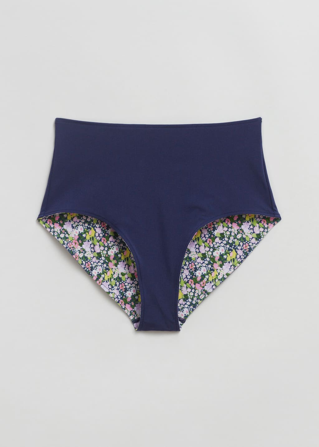 High Waist Reversible Bikini Bottoms - Dark blue/Floral - Still Life