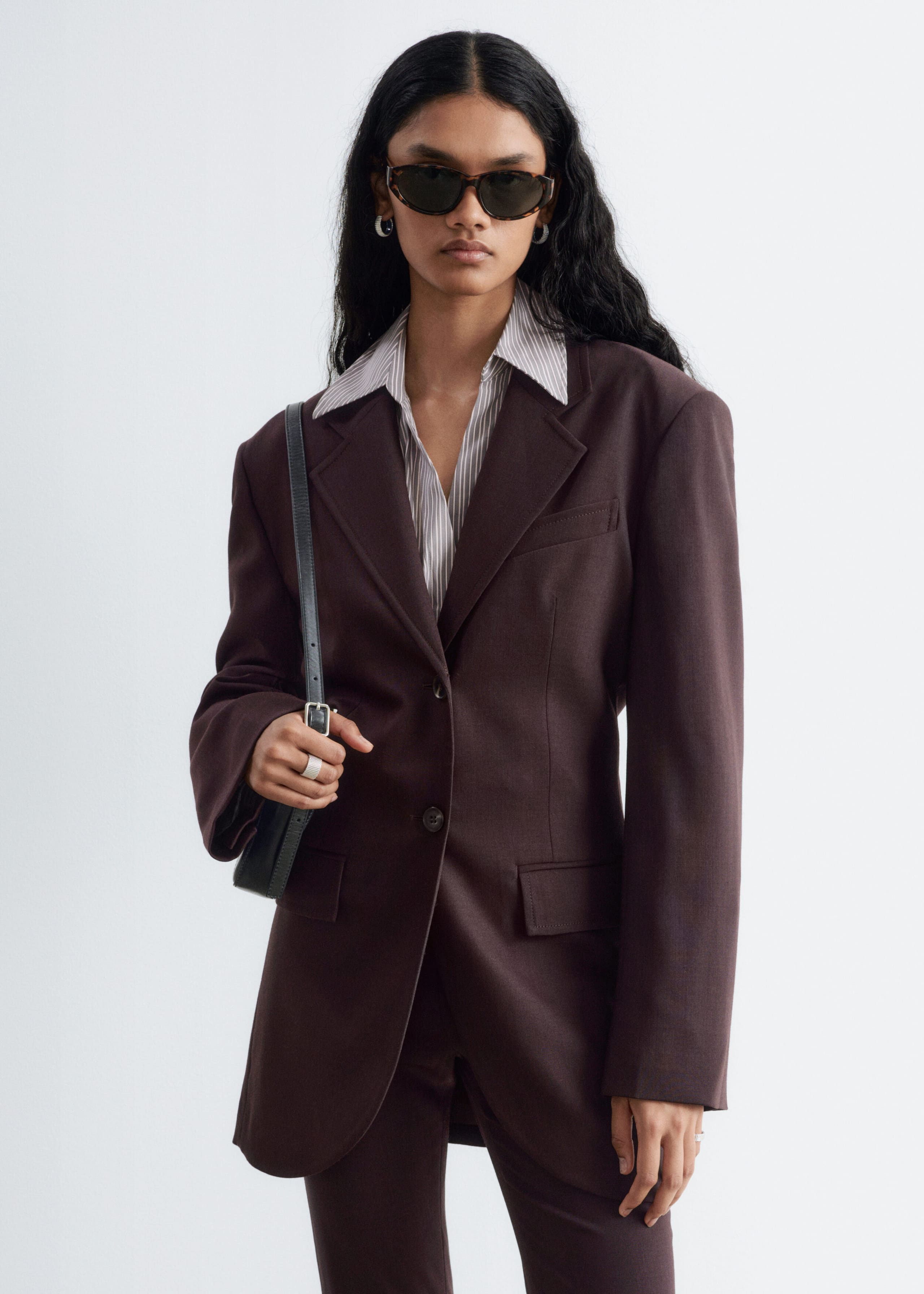 Single-Breasted Blazer - Dark Brown - Still Life