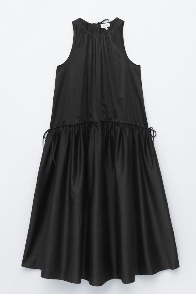 Robe froncée en coton - Noir/Blanc - 1