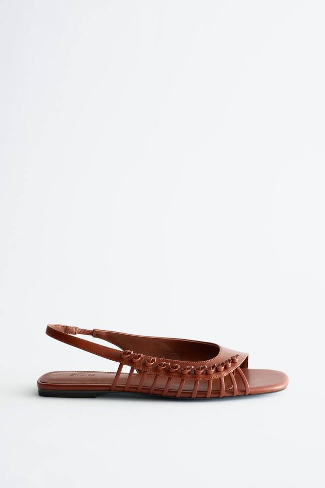 Sandales à brides arrière en cuir - Marron Clair/Bordeaux/Vert - 1