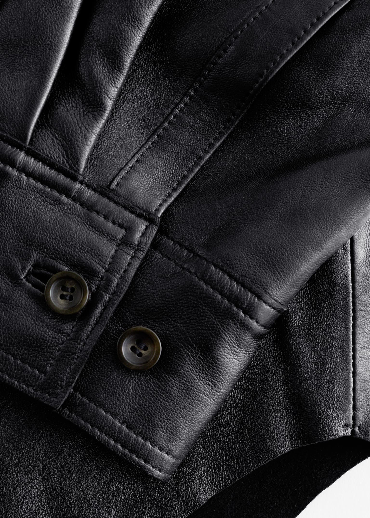 Oversized Leather Shirt - Black - 3