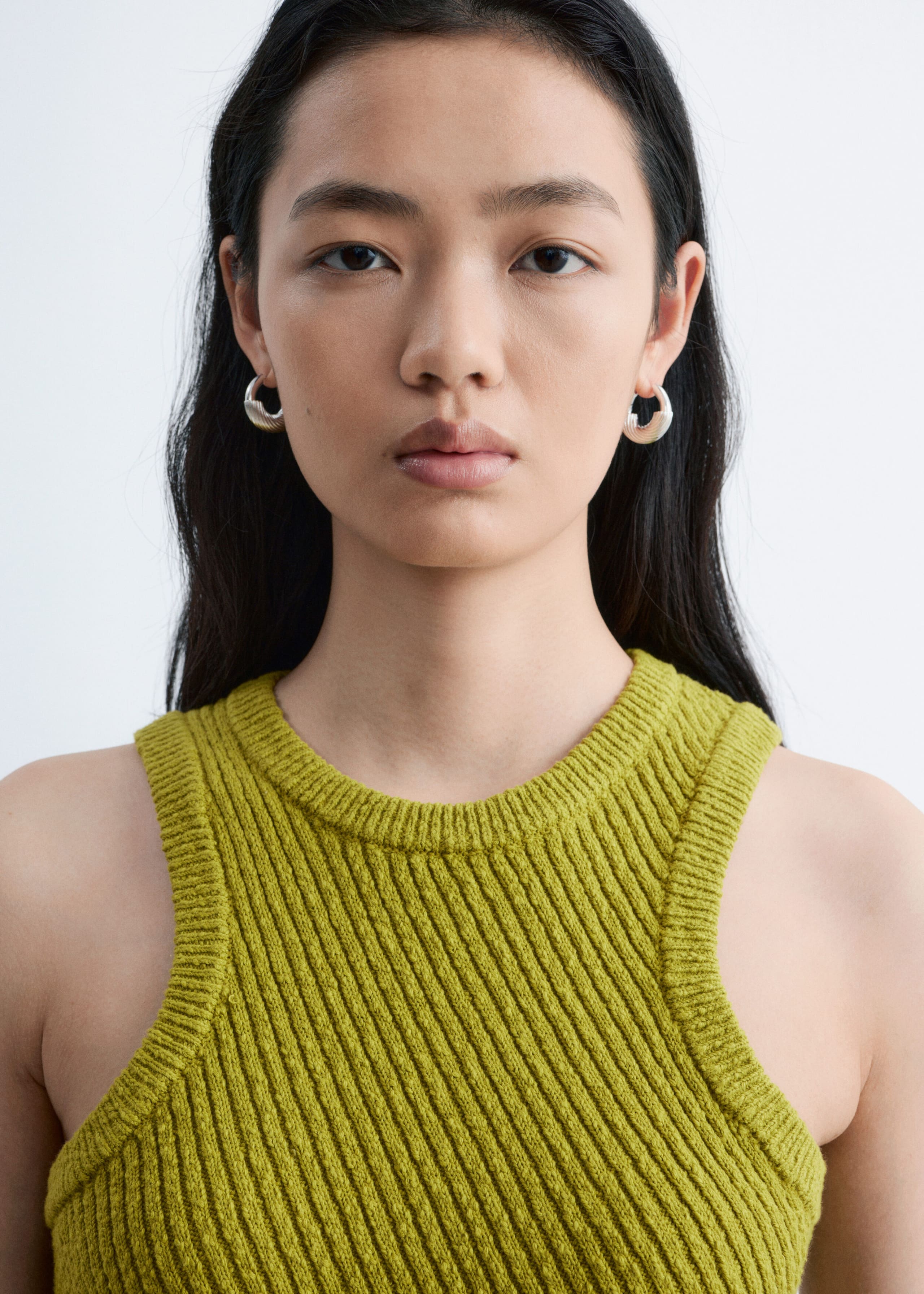 Image of Débardeur côtelé asymétrique