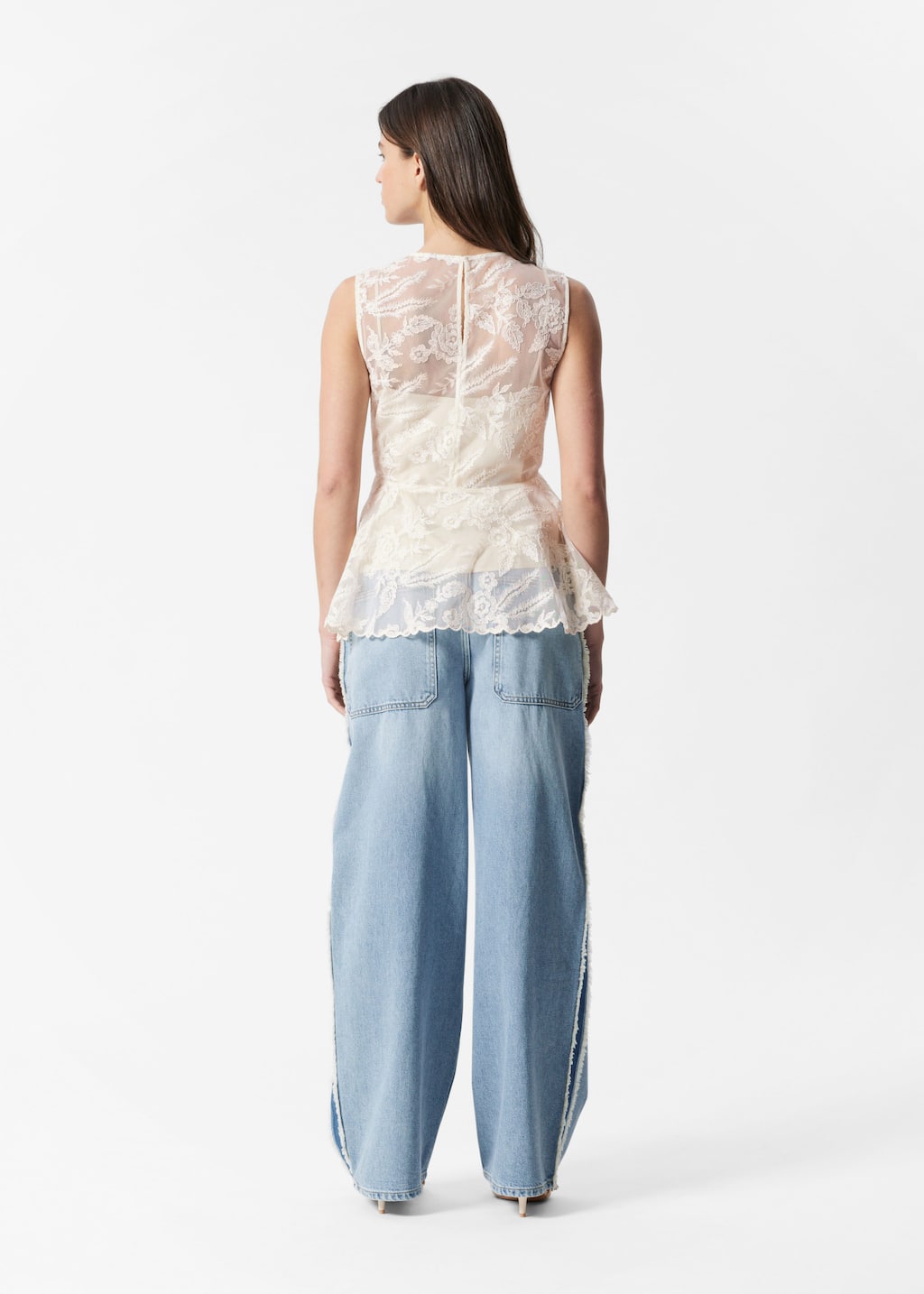 Lace Peplum Top - Cream - Lookbook