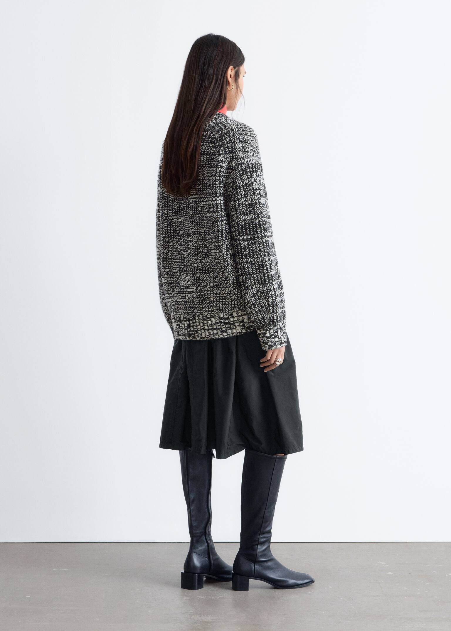 Oversized Wool Jumper - שחור/לבן - 3