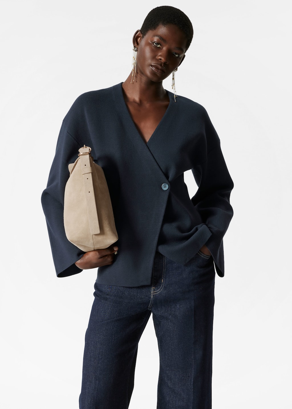 Asymmetric Cardigan - Navy - Lookbook