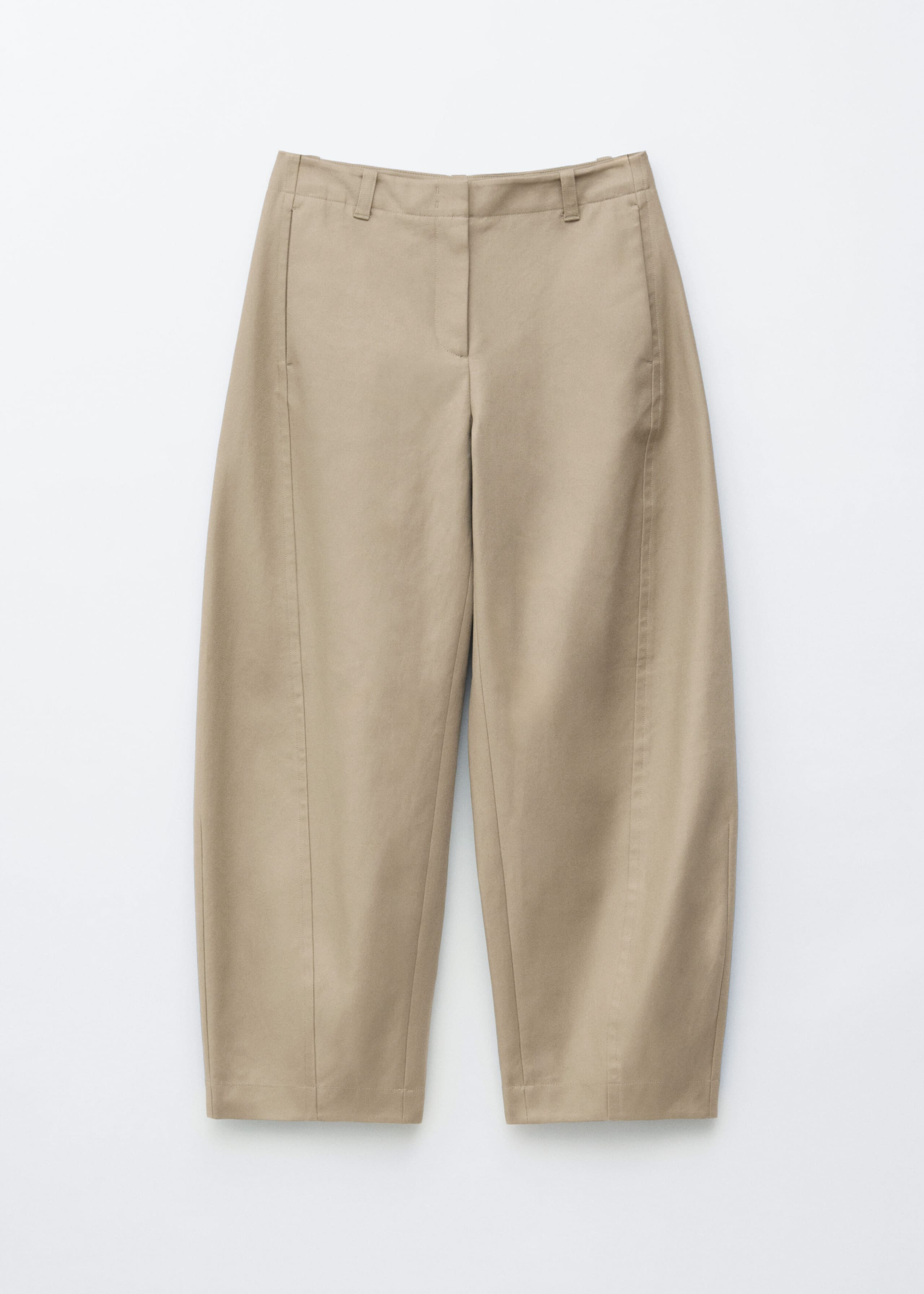Image of Barrel-Leg Cotton Twill Trousers