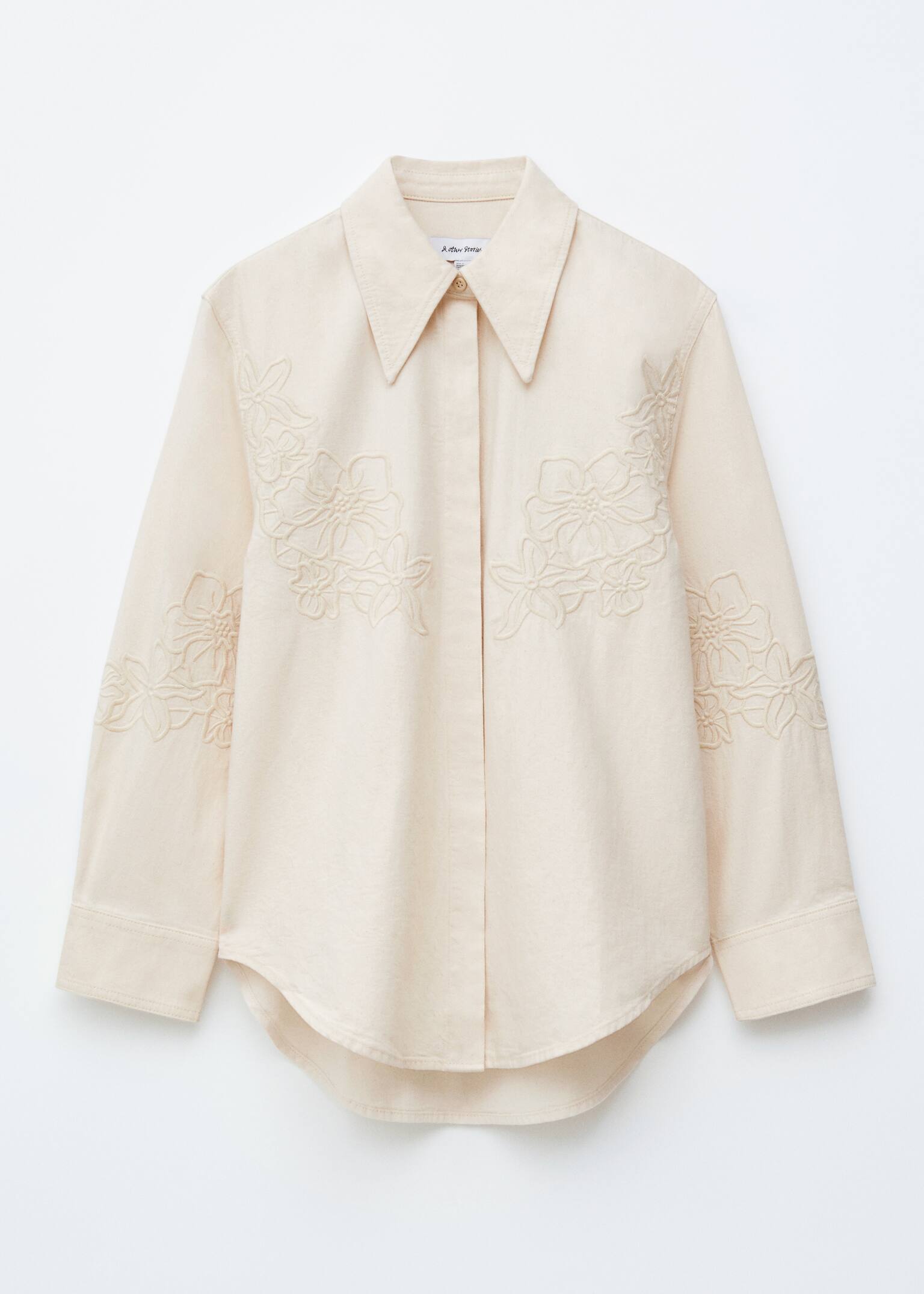 Camisa vaquera bordada - Crema/Azul