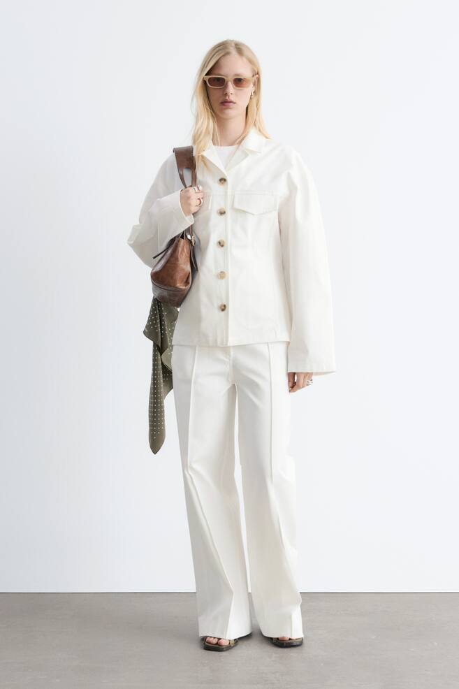 Cotton Twill Tailored Jacket - White - 1