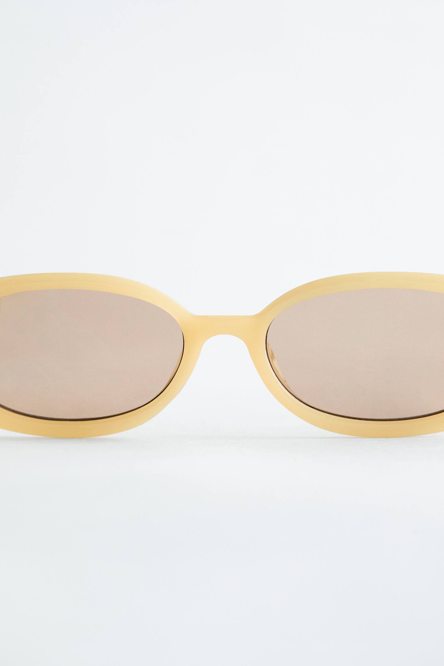 Slim Oval-Frame Sunglasses - Yellow/Brown - 4