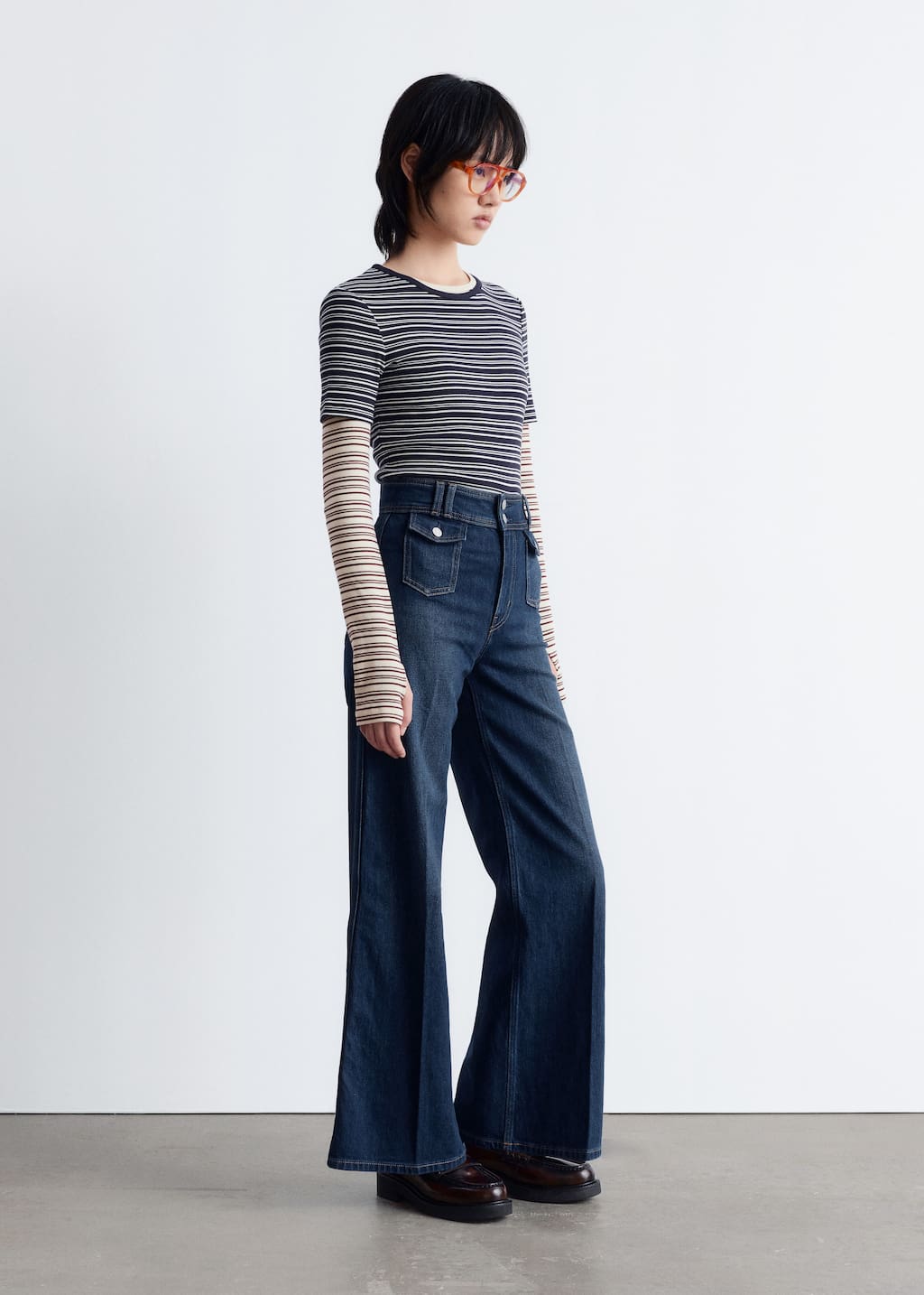 Image of Press-Crease Flared Jeans