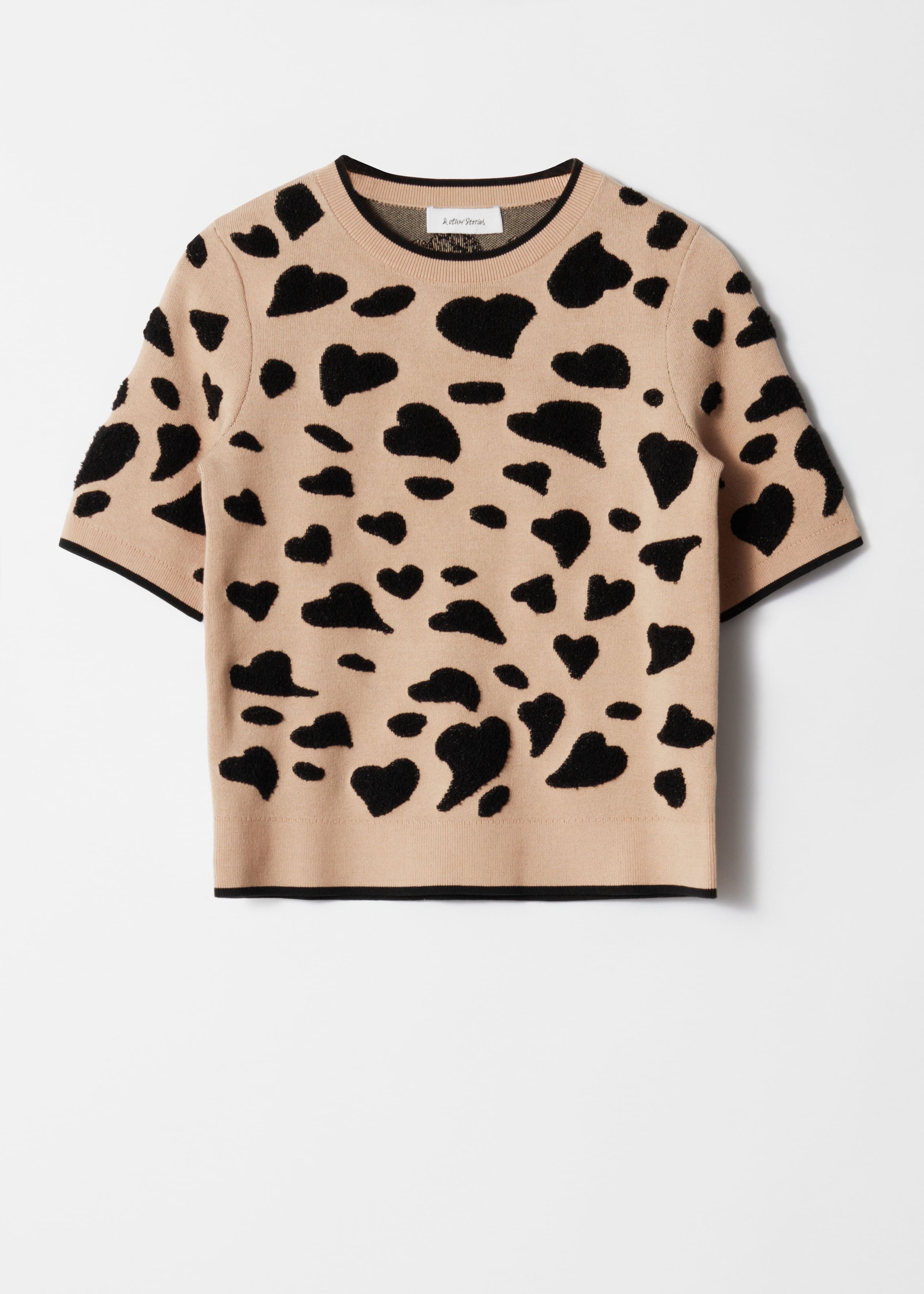 Jacquard Knit Top - Beige / Black - Still Life