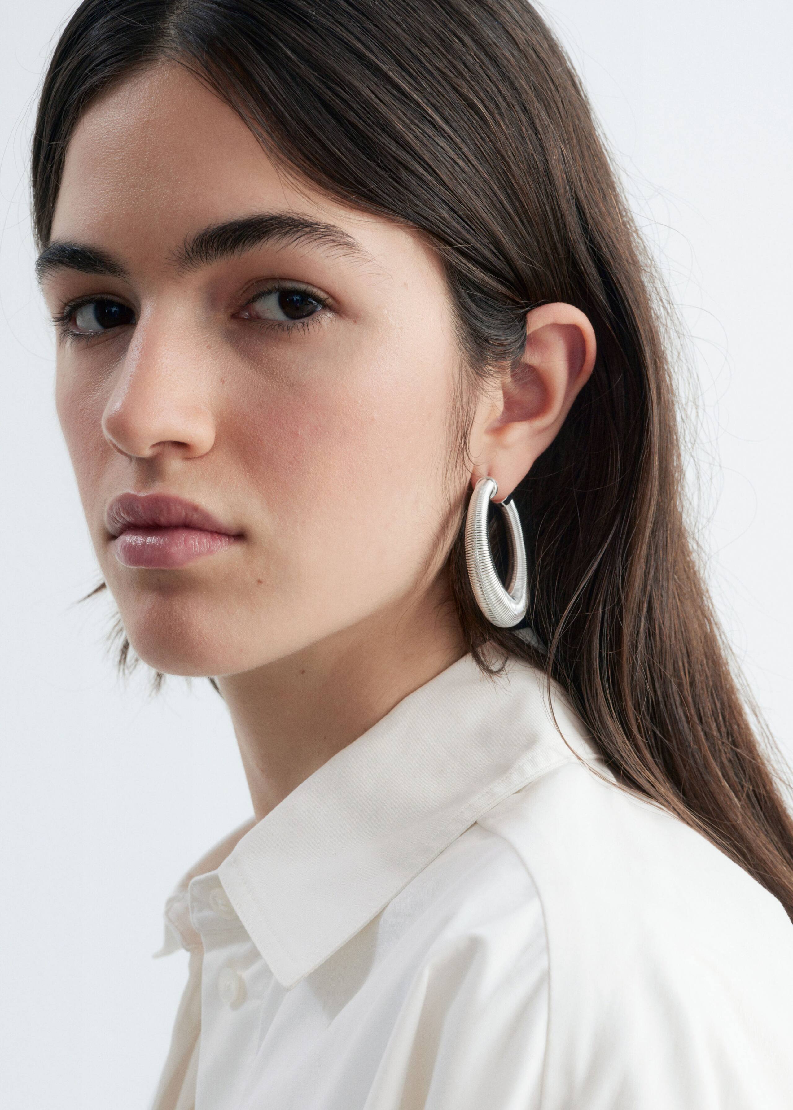 Coil Hoop Earrings - Silver - Lookbook