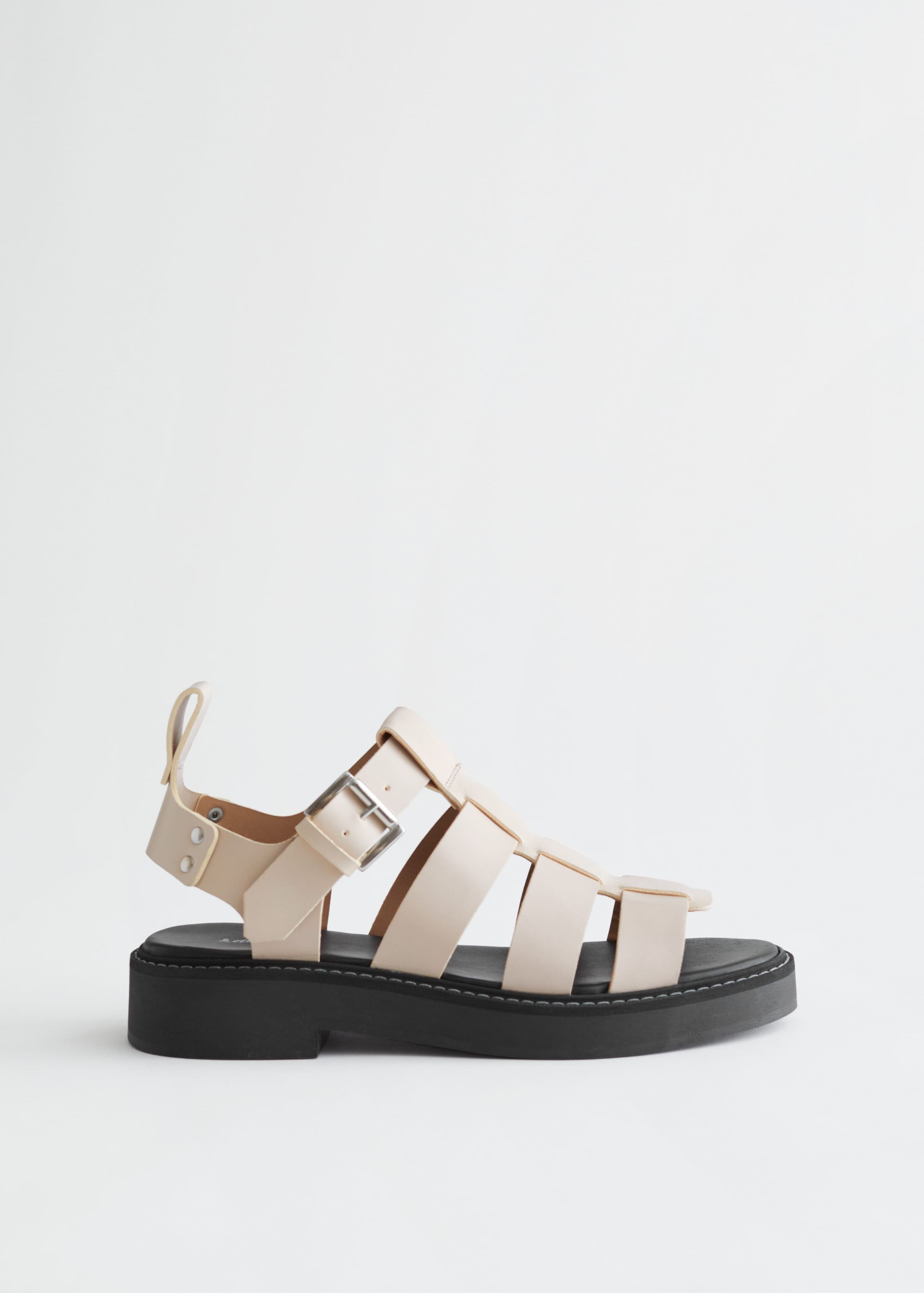 Chunky Leather Gladiator Sandals - Beige - Bodegón