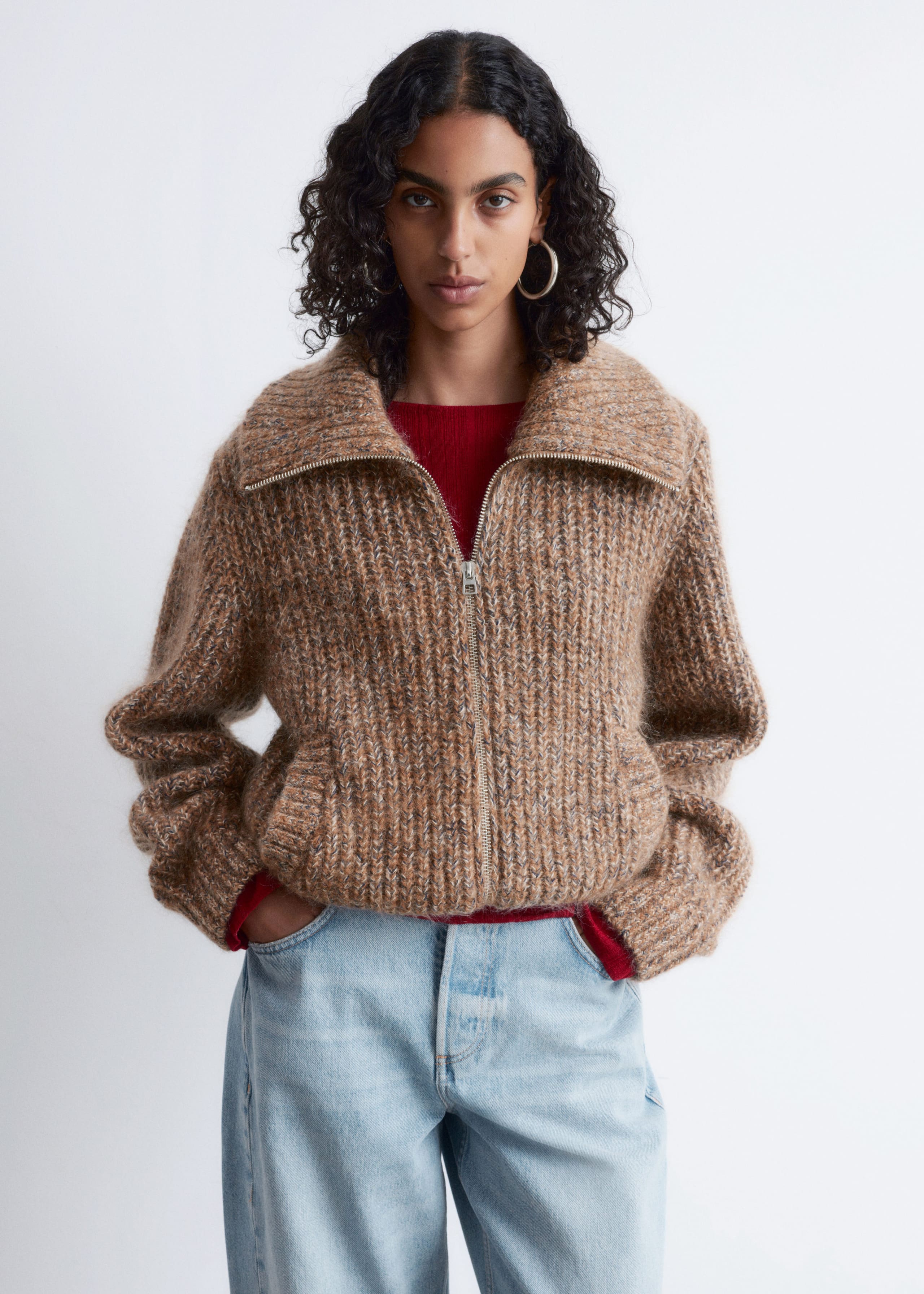 Knitted Collar Cardigan