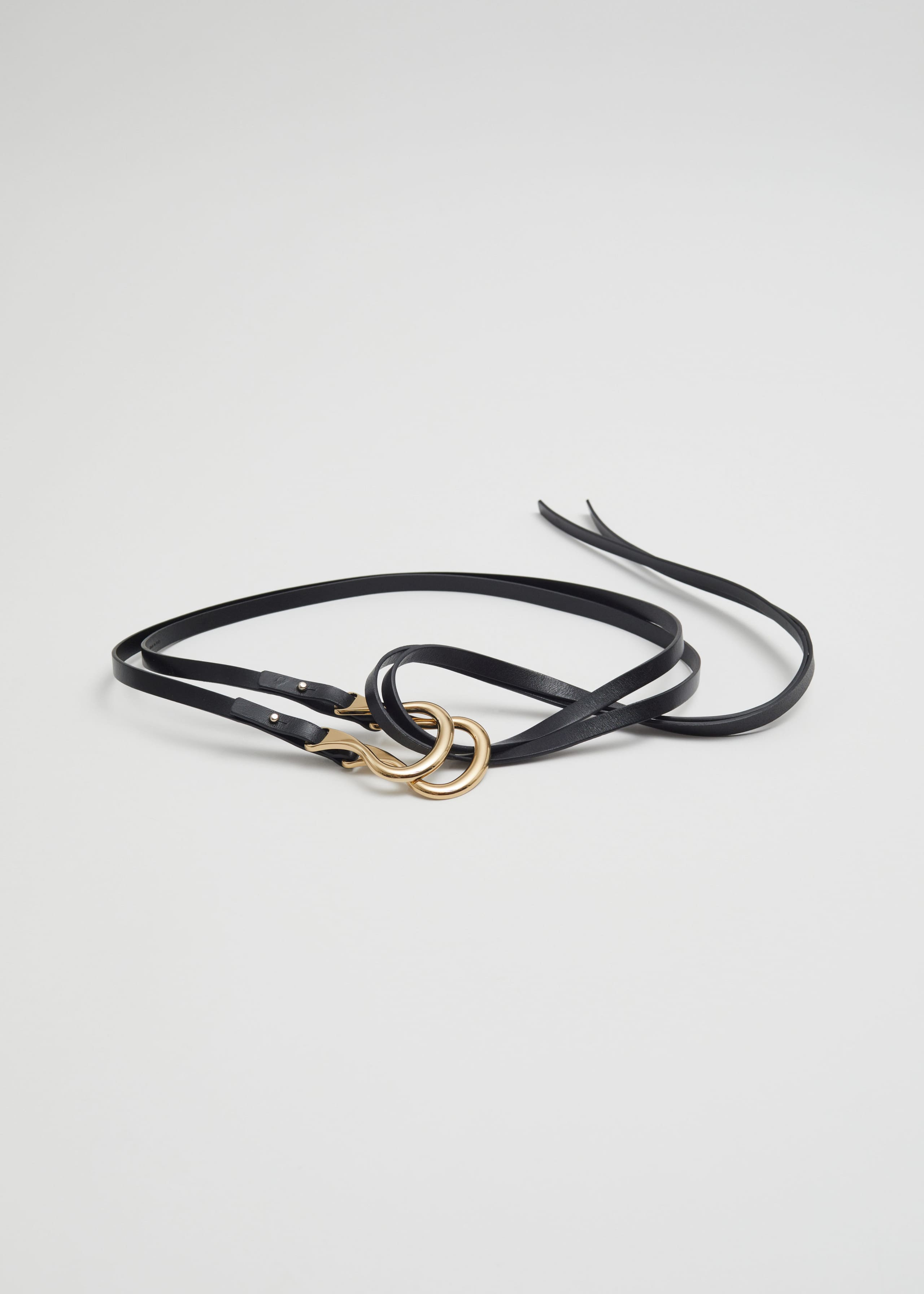 Double Strapped Leather Belt - Black - Natura morta