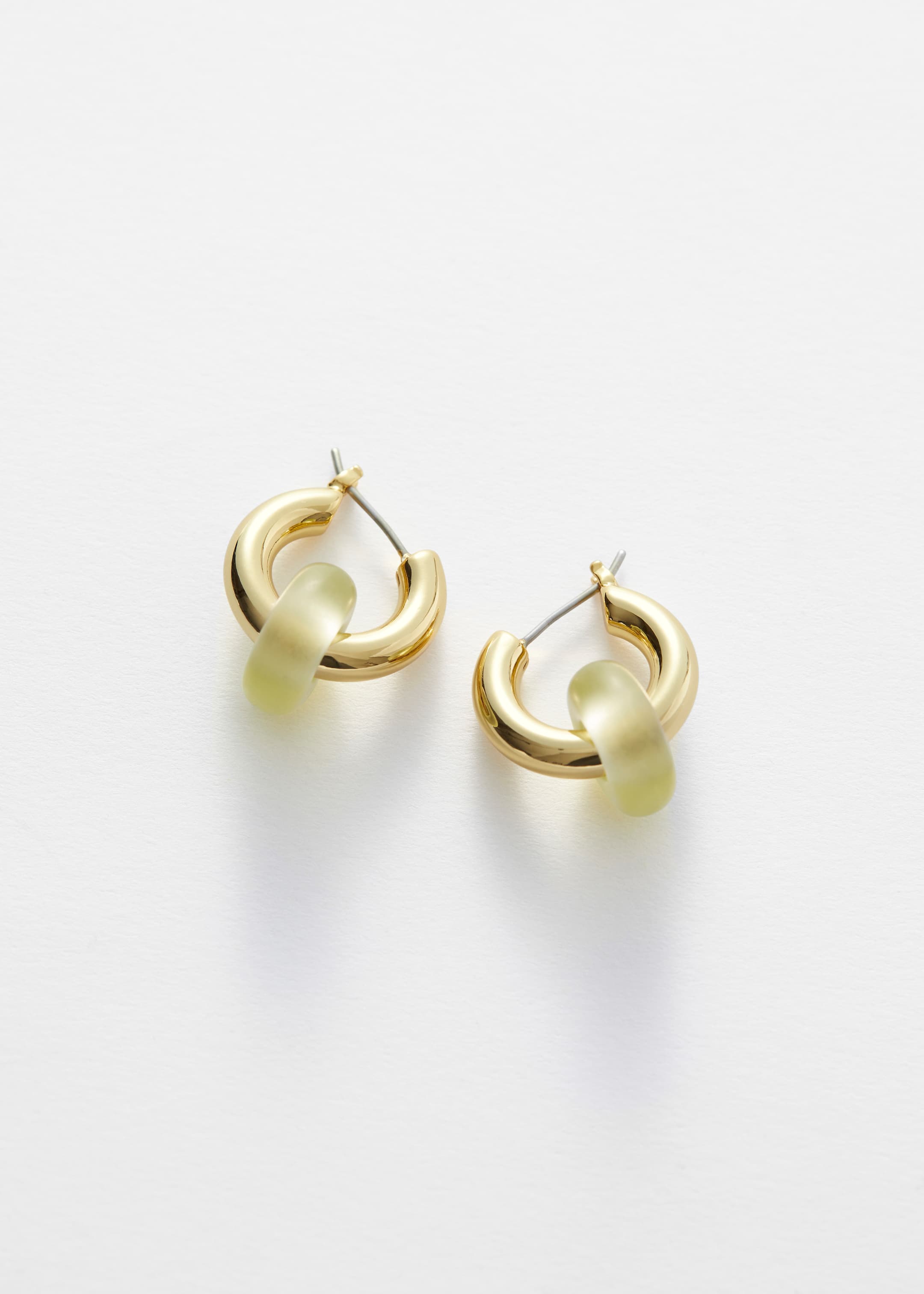 Zobrazit větší obrázek: Vibrant Stone Hoop Earrings - zlatá/lime - ŽENY | H&M CZ 1