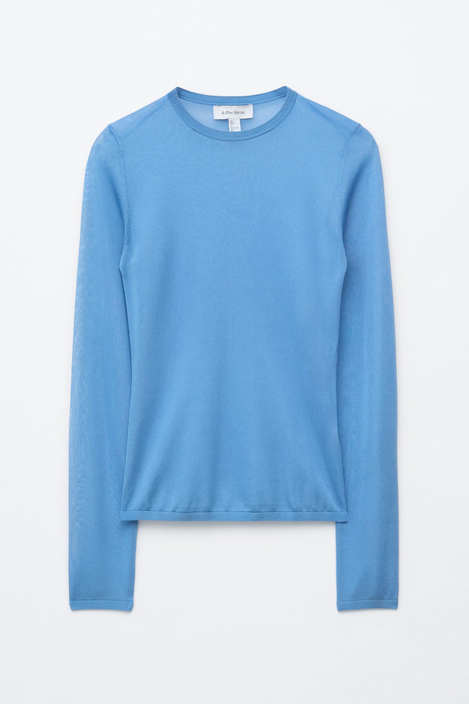 Maglia velata con lavorazione fine - Blu cielo/Beige - 1