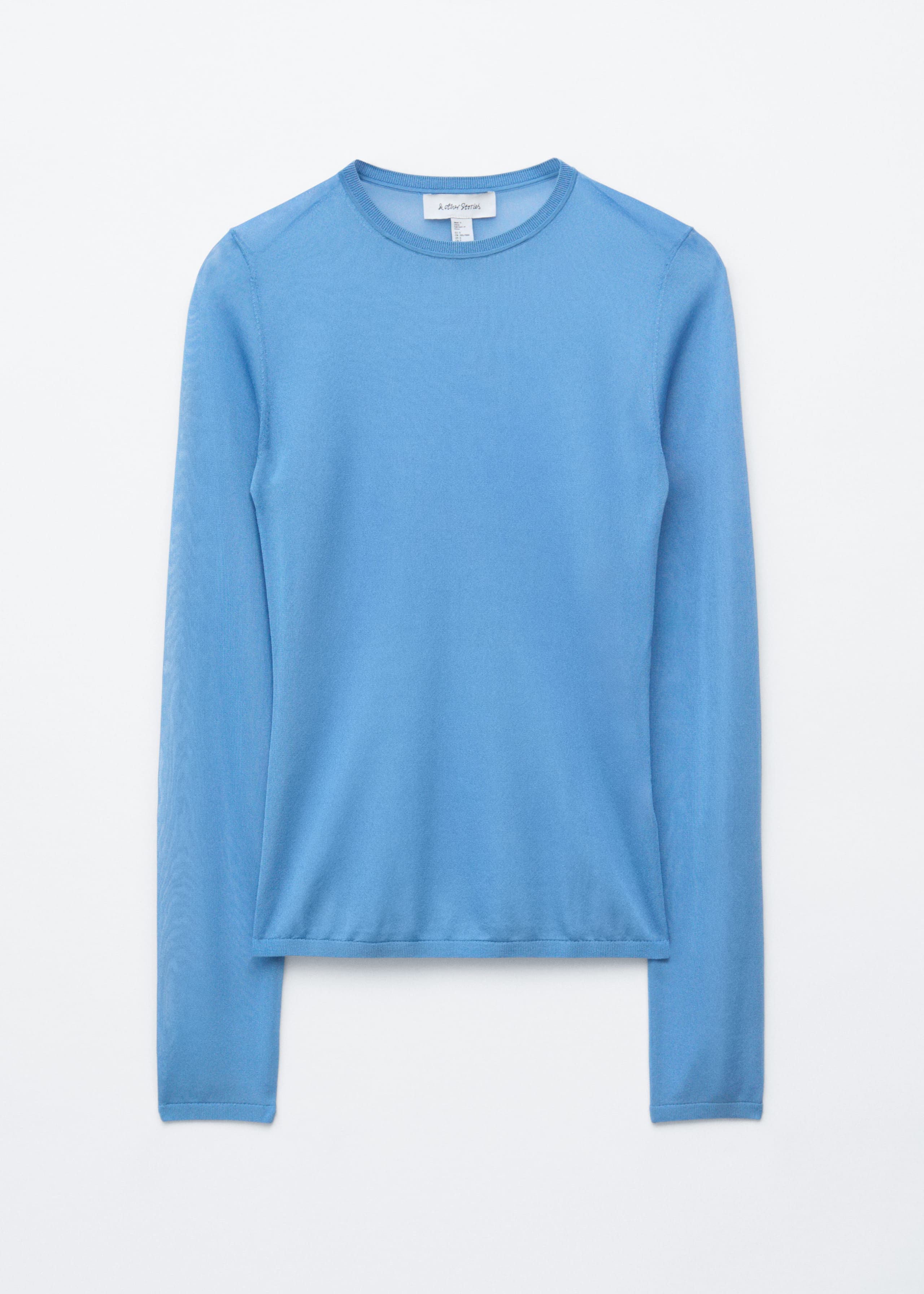 Fine-Knit Sheer Top - Sky blue - Still Life
