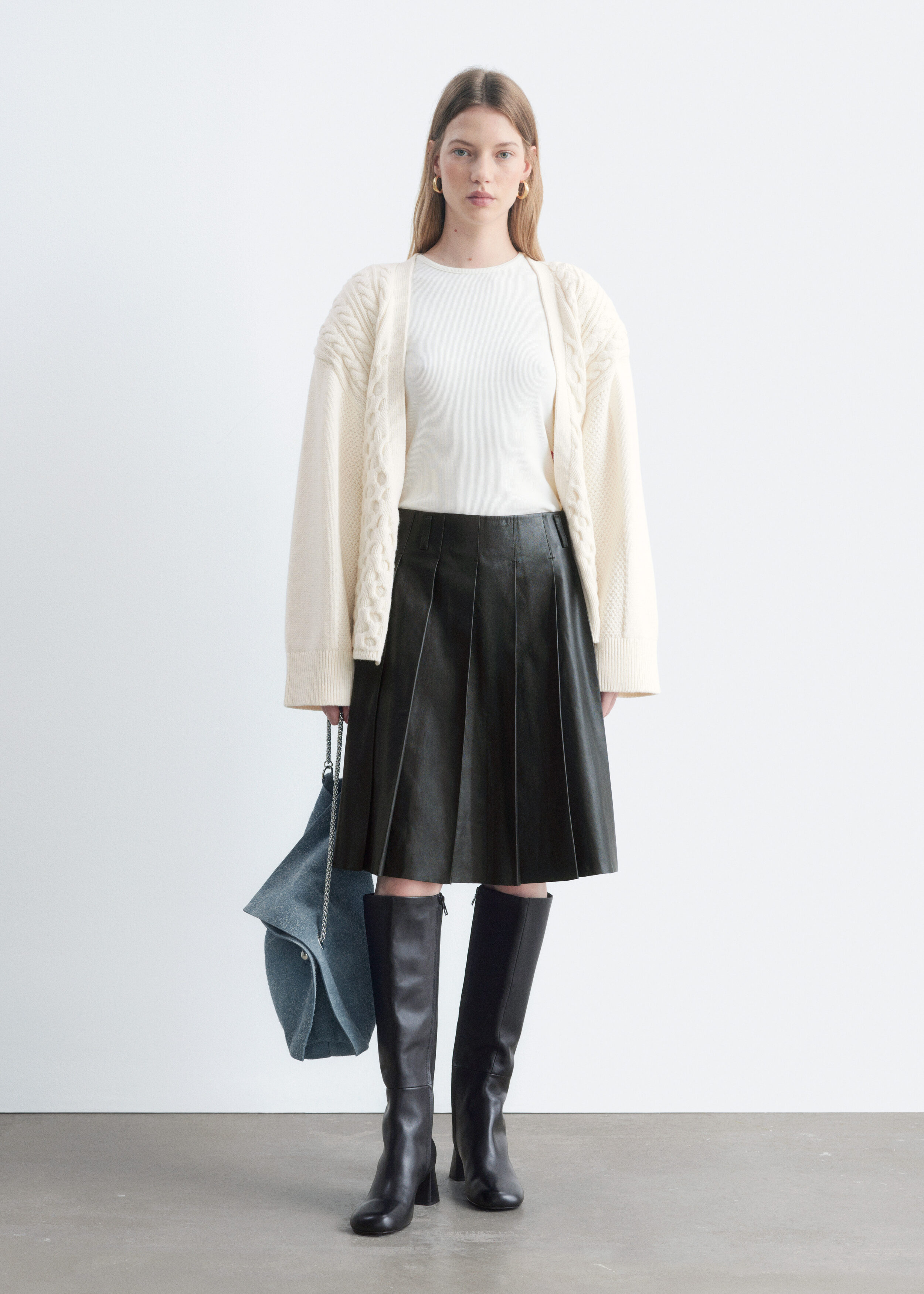 Pleated Leather Skirt