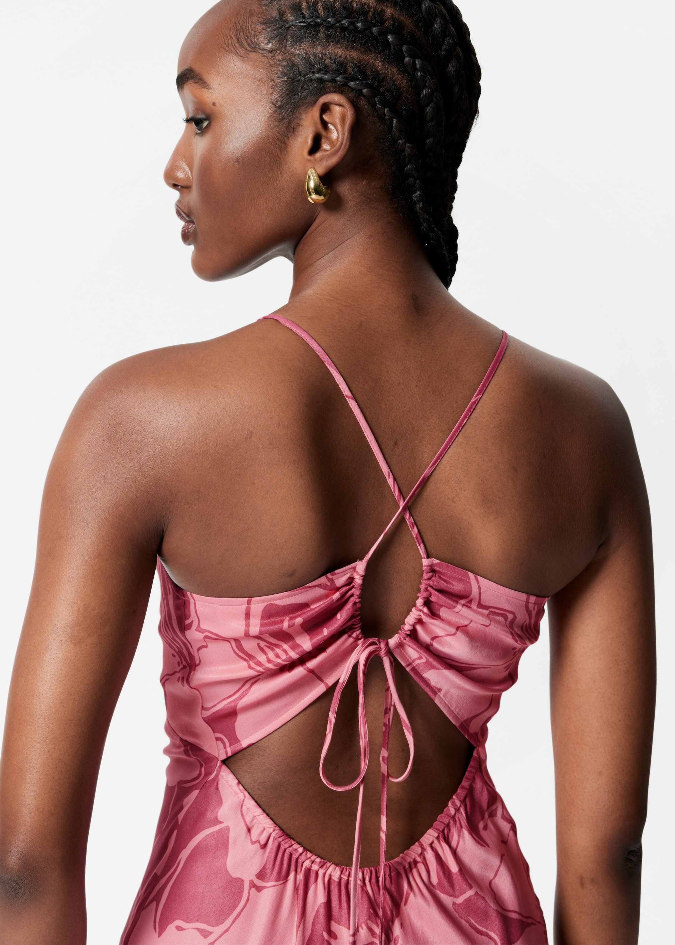 Ingrandisci l'immagine: Satin Slip Midi Dress - Pink Floral - DONNA | H&M CH 3