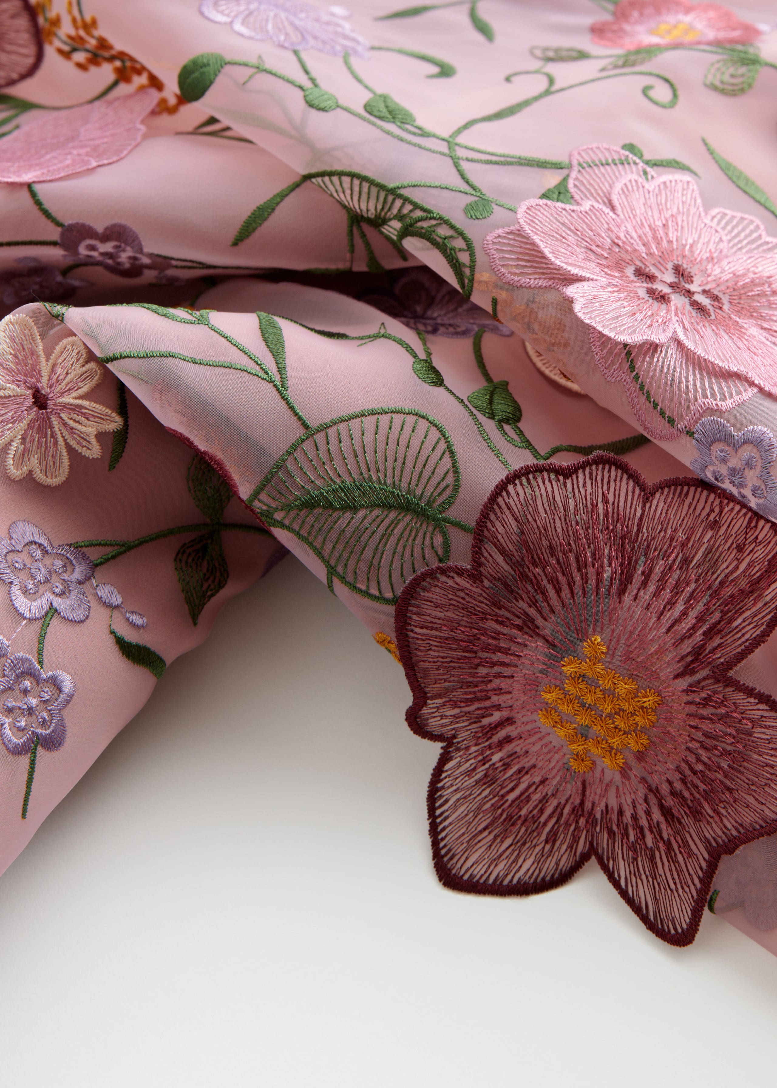 Spódnica midi z organzy w kwiaty – {{variantName}} – Szczegół