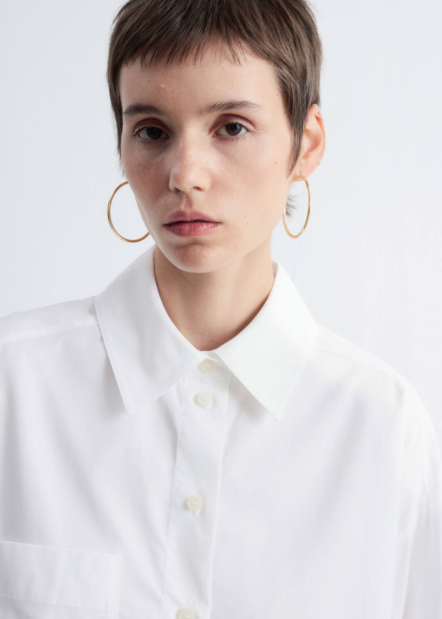 Kurze Oversized-Bluse aus Baumwolle - Weiß - 5