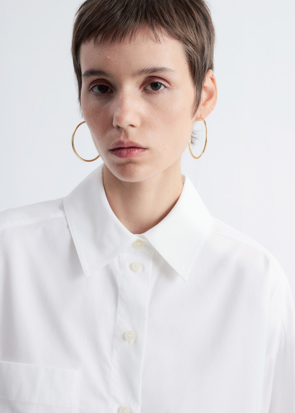 Image of Cropped Oversized Cotton Shirt