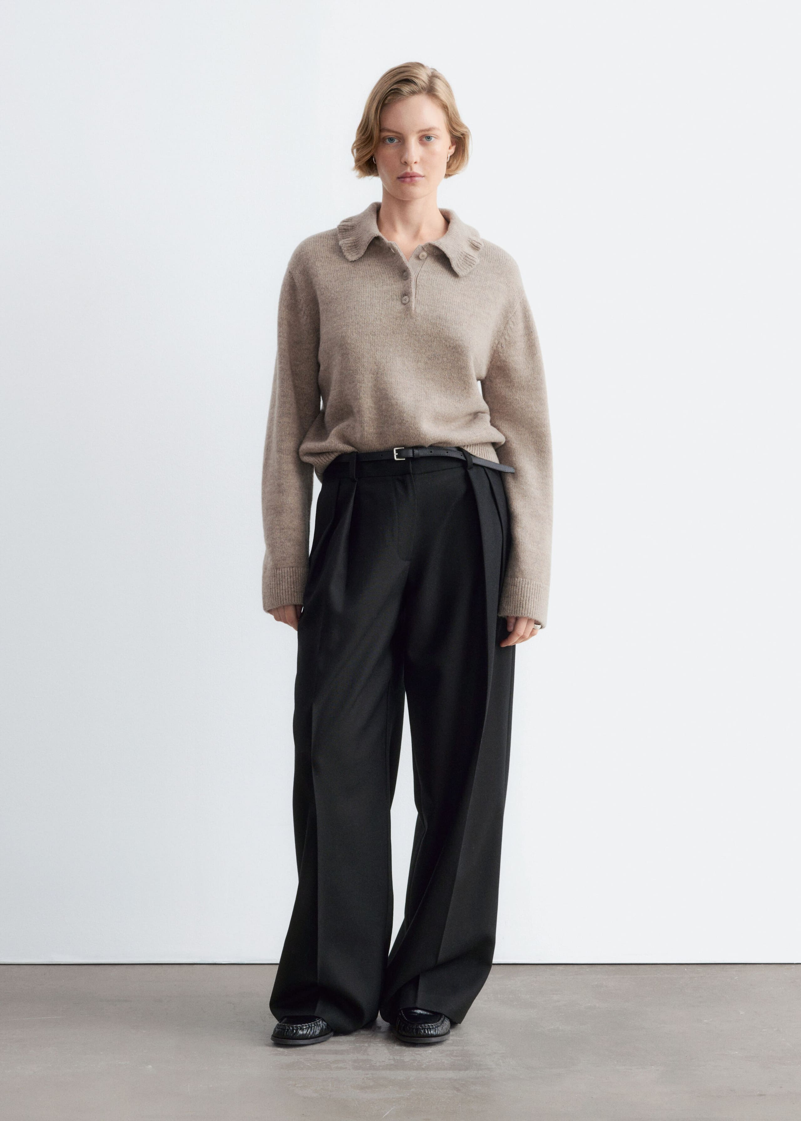 Ruffle-Collar Jumper - Beige - Lookbook