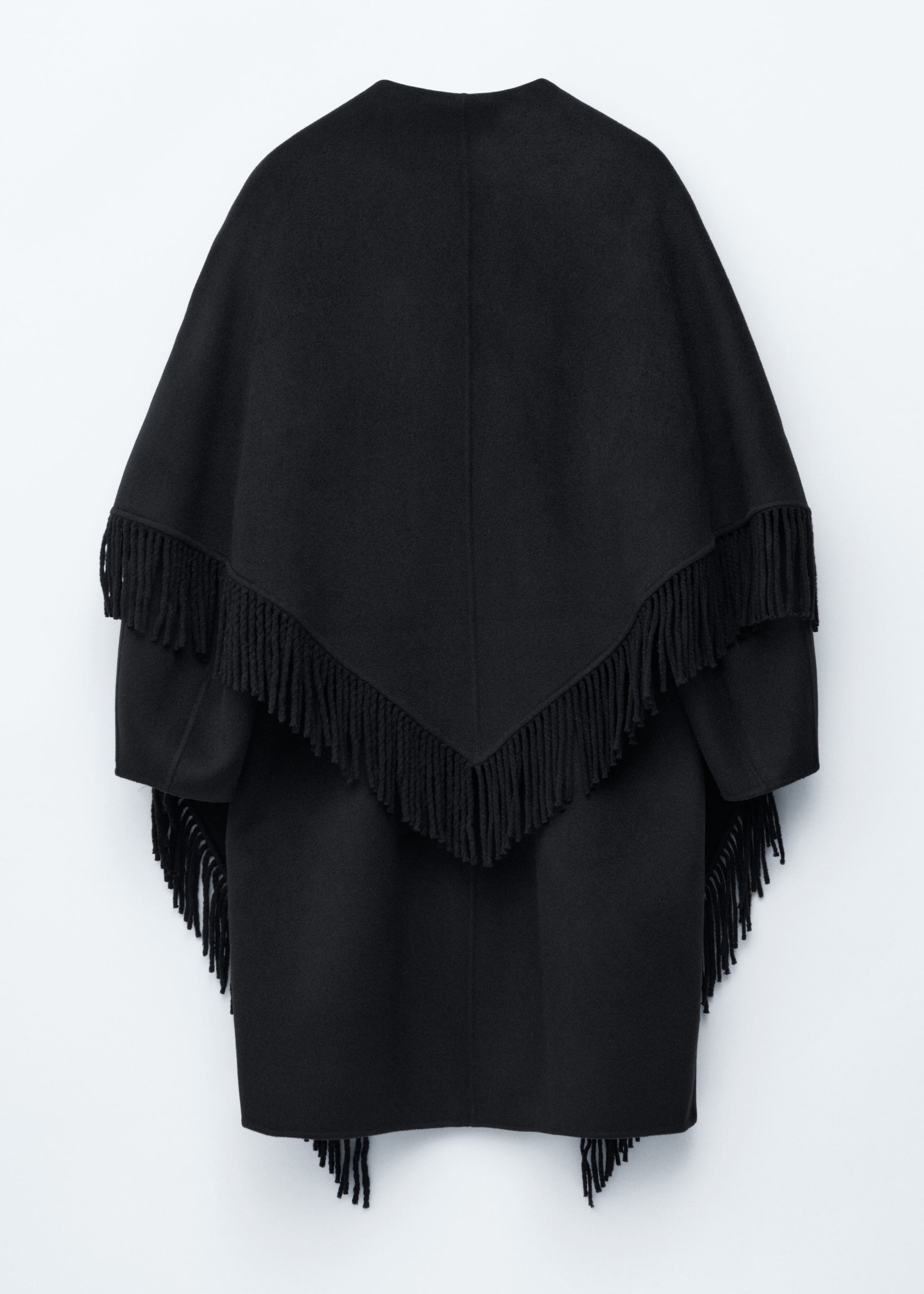 Image of Fringed Shawl Wool Coat
