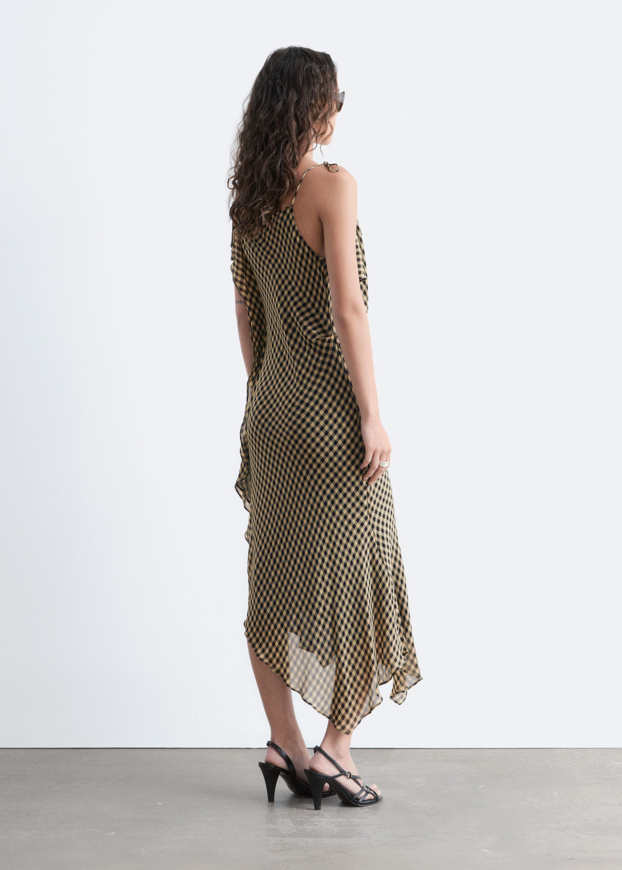Draped Midi Dress - Blue/Checked - Lookbook