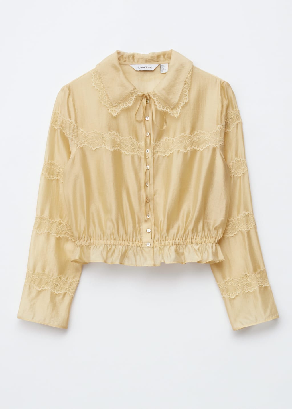Image of Long-Sleeve Lace Blouse