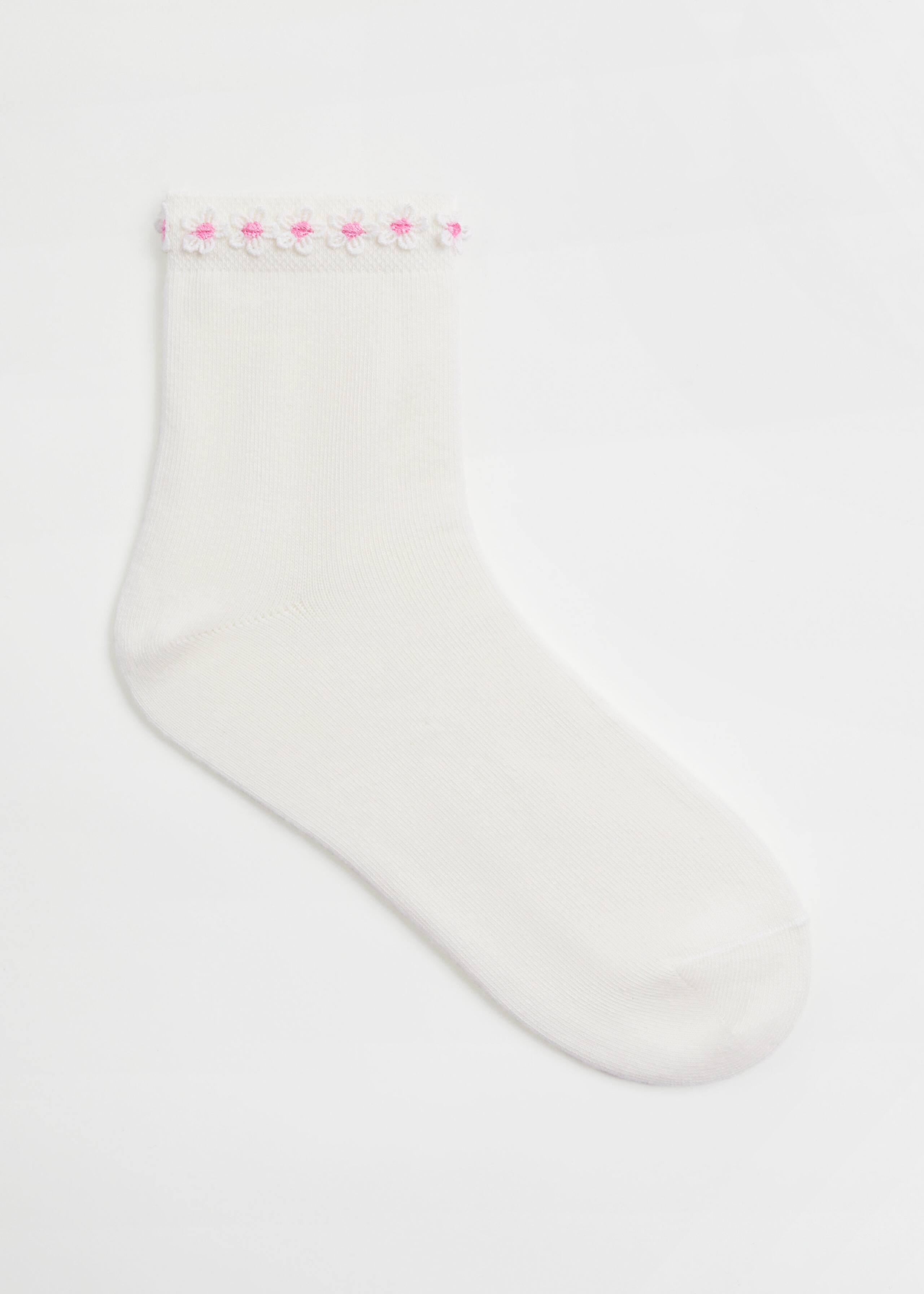 Image of Floral-Appliqué Socks