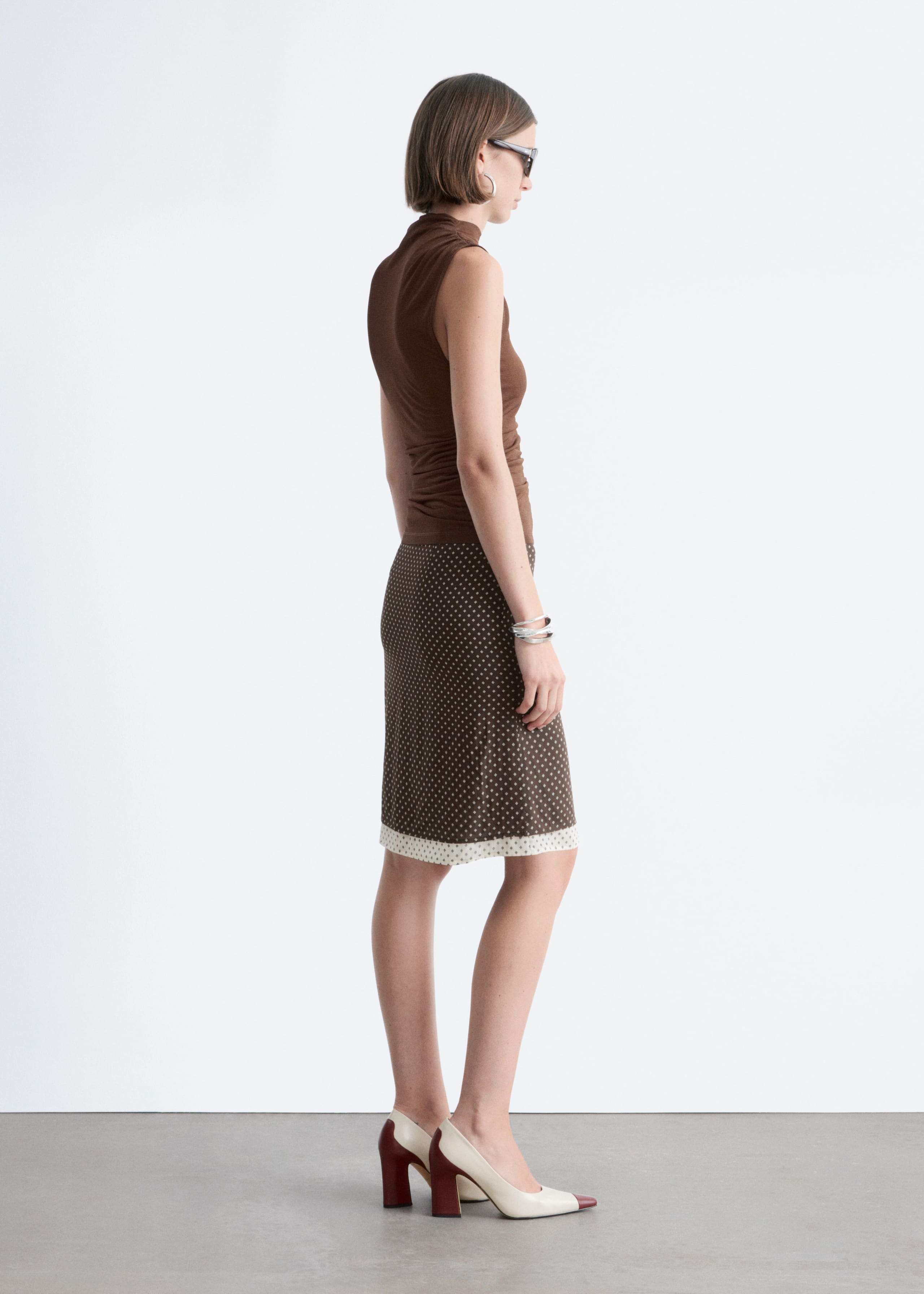 Image of Ruched Mock-Neck Top