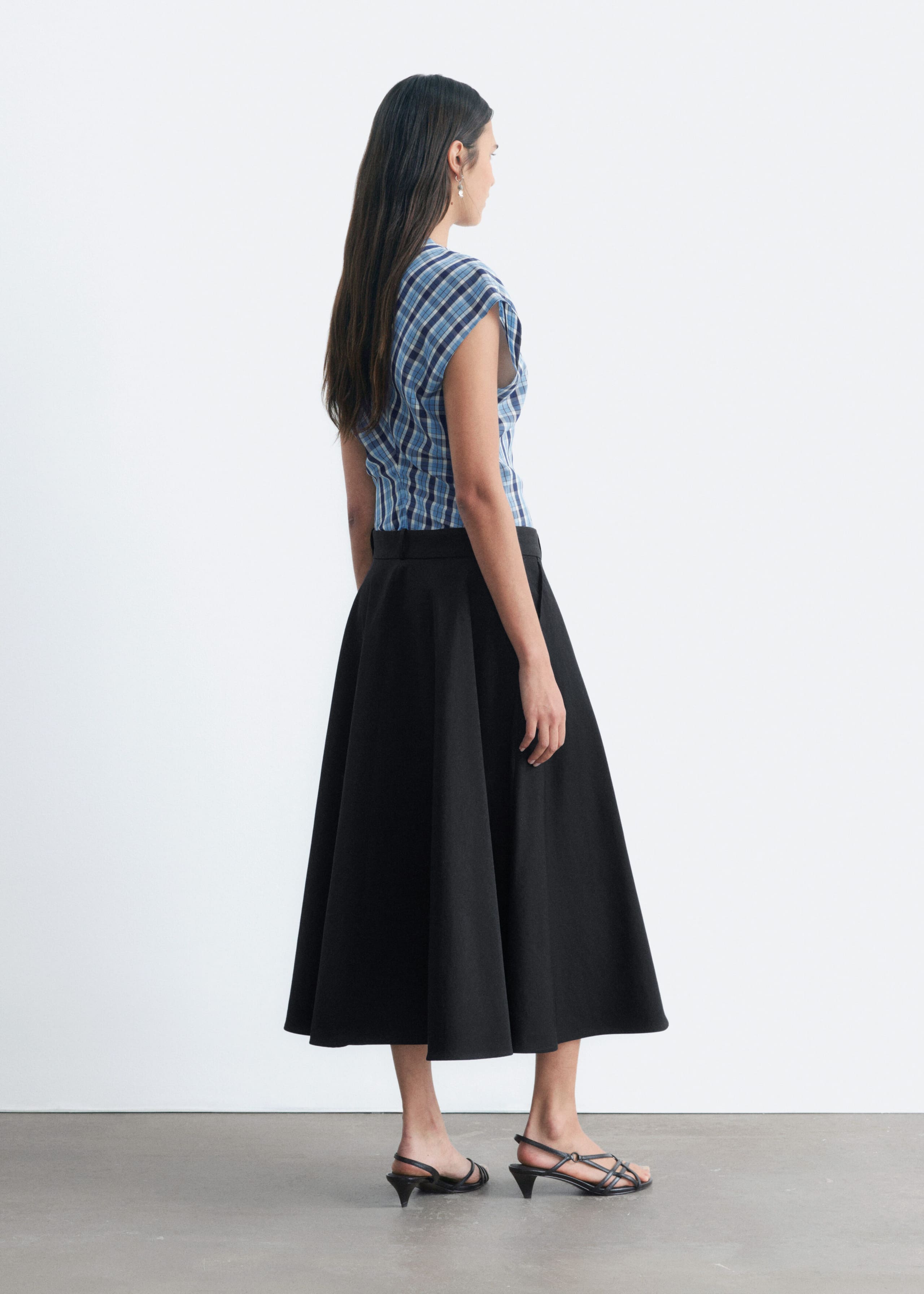 Jacquard-Oberteil mit Tunnelkragen - Hellblau/Kariert - Lookbook