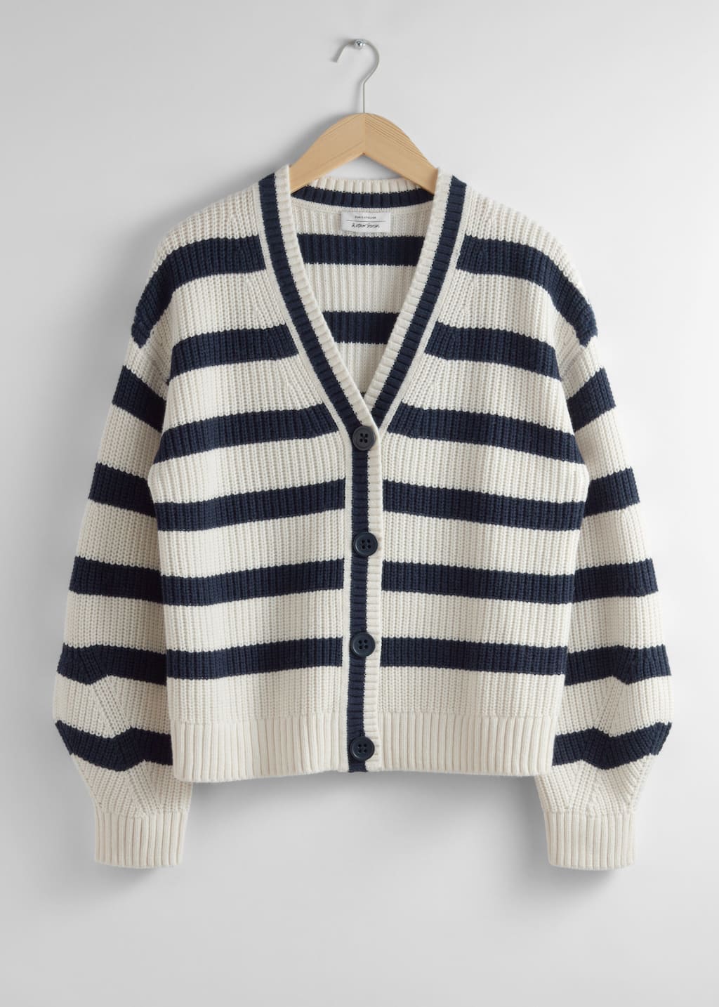 Striped Knit Cardigan - Navy/White - Still Life