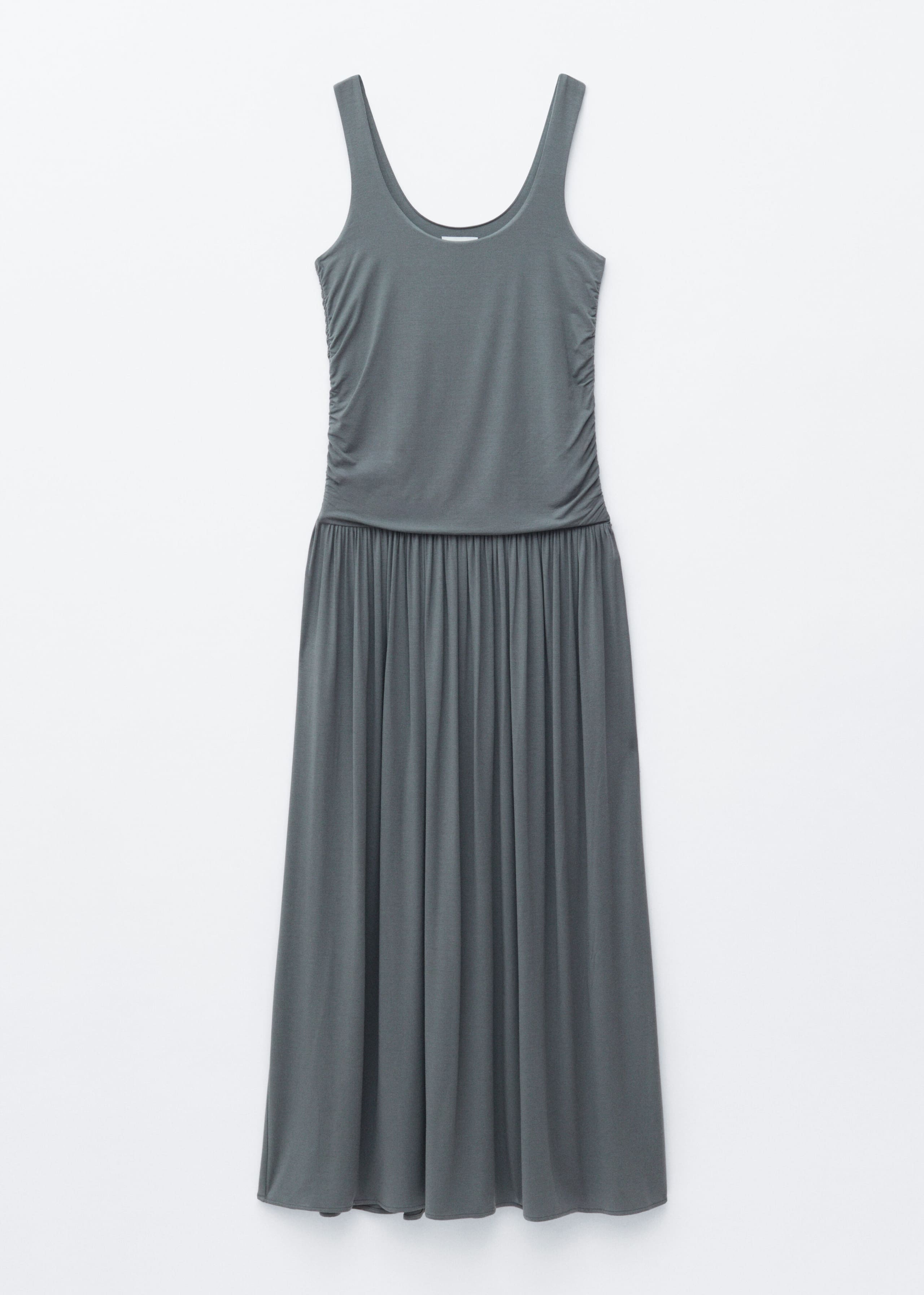 Gerafftes Jersey-Maxikleid - Dunkelgrau - Stillleben